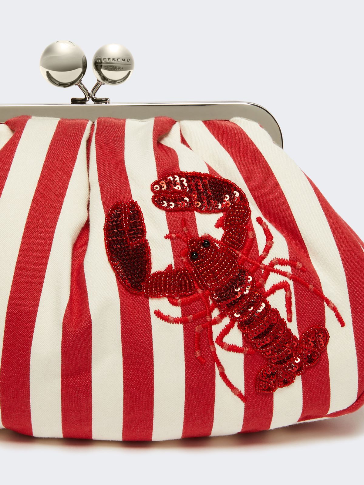 Medium striped cotton Pasticcino bag - RED - Weekend - 5
