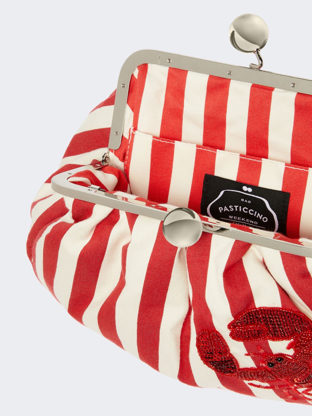 Medium striped cotton Pasticcino bag - RED - Weekend - 6