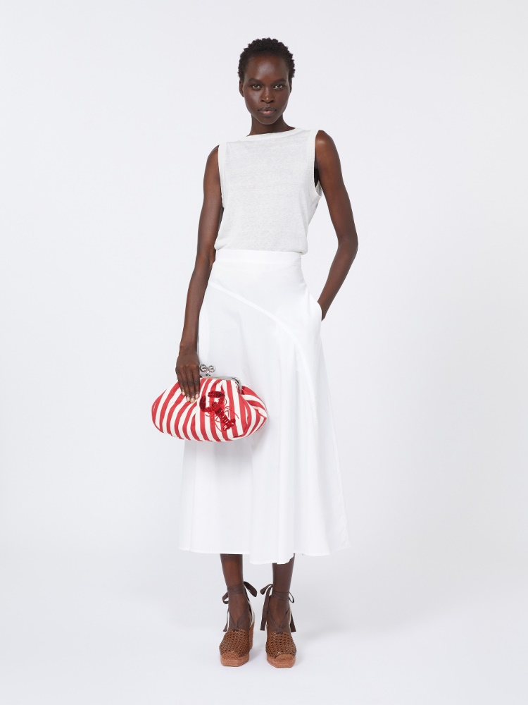 Medium striped cotton Pasticcino bag - RED - Weekend - 9