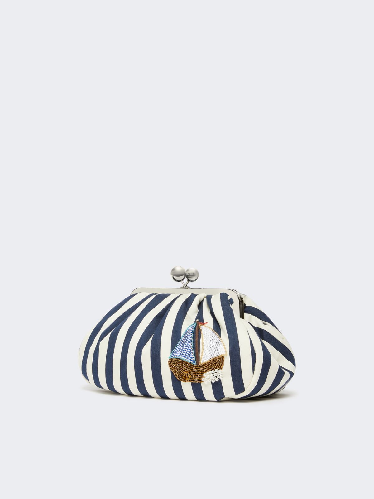 Medium striped cotton Pasticcino bag - CORNFLOWER BLUE - Weekend - 2
