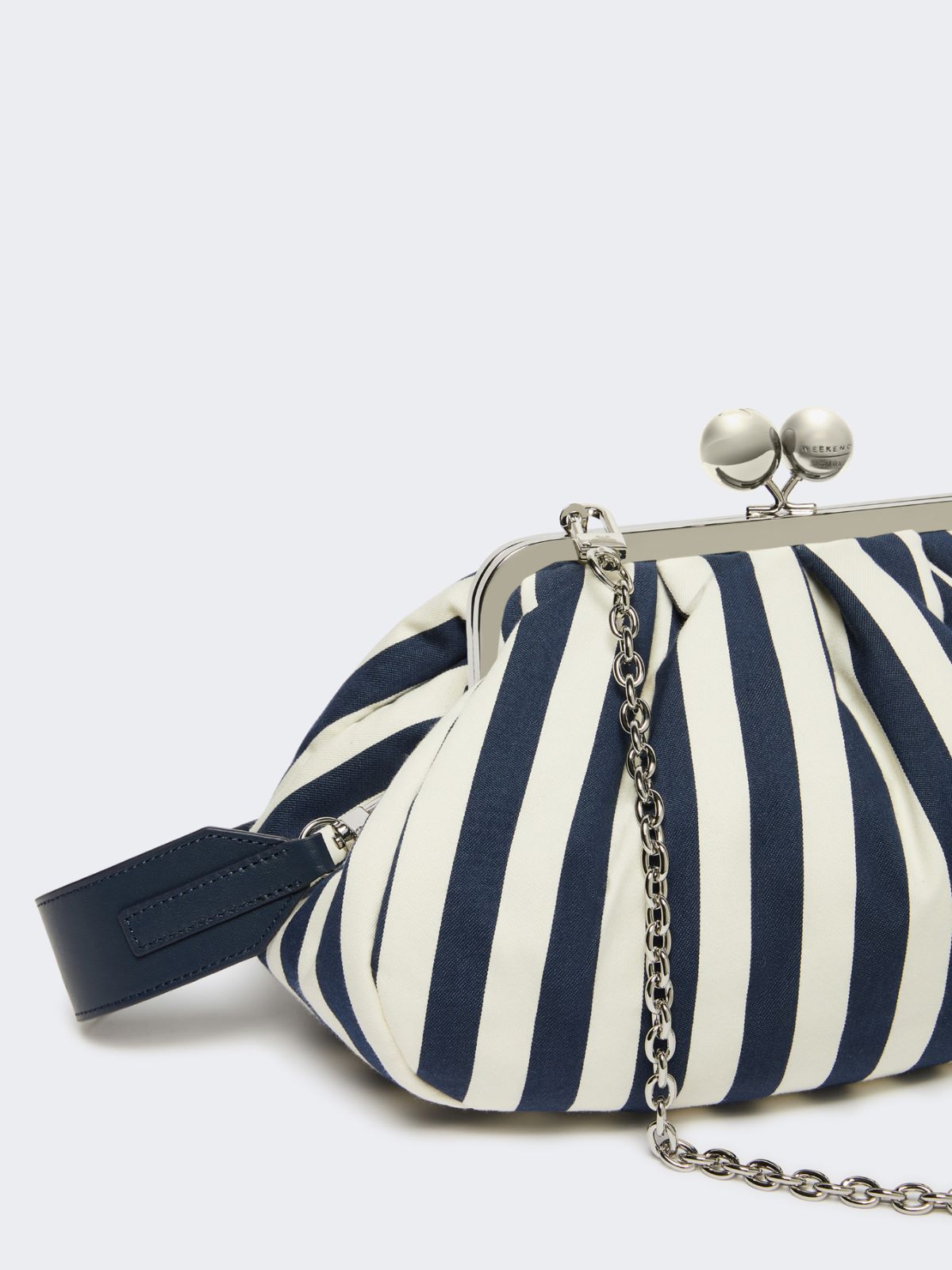 Medium striped cotton Pasticcino bag - CORNFLOWER BLUE - Weekend - 4