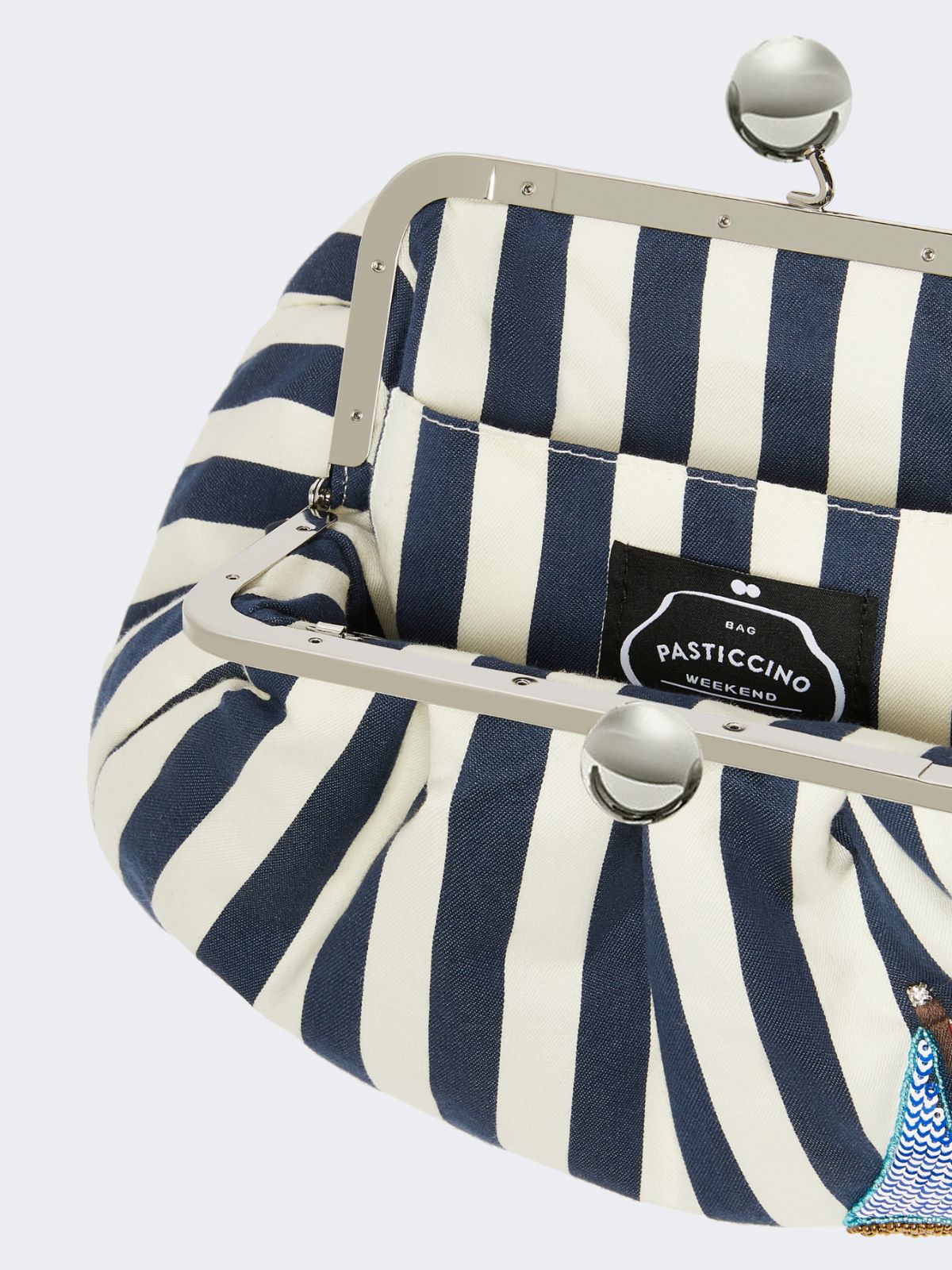 Medium striped cotton Pasticcino bag - CORNFLOWER BLUE - Weekend - 6