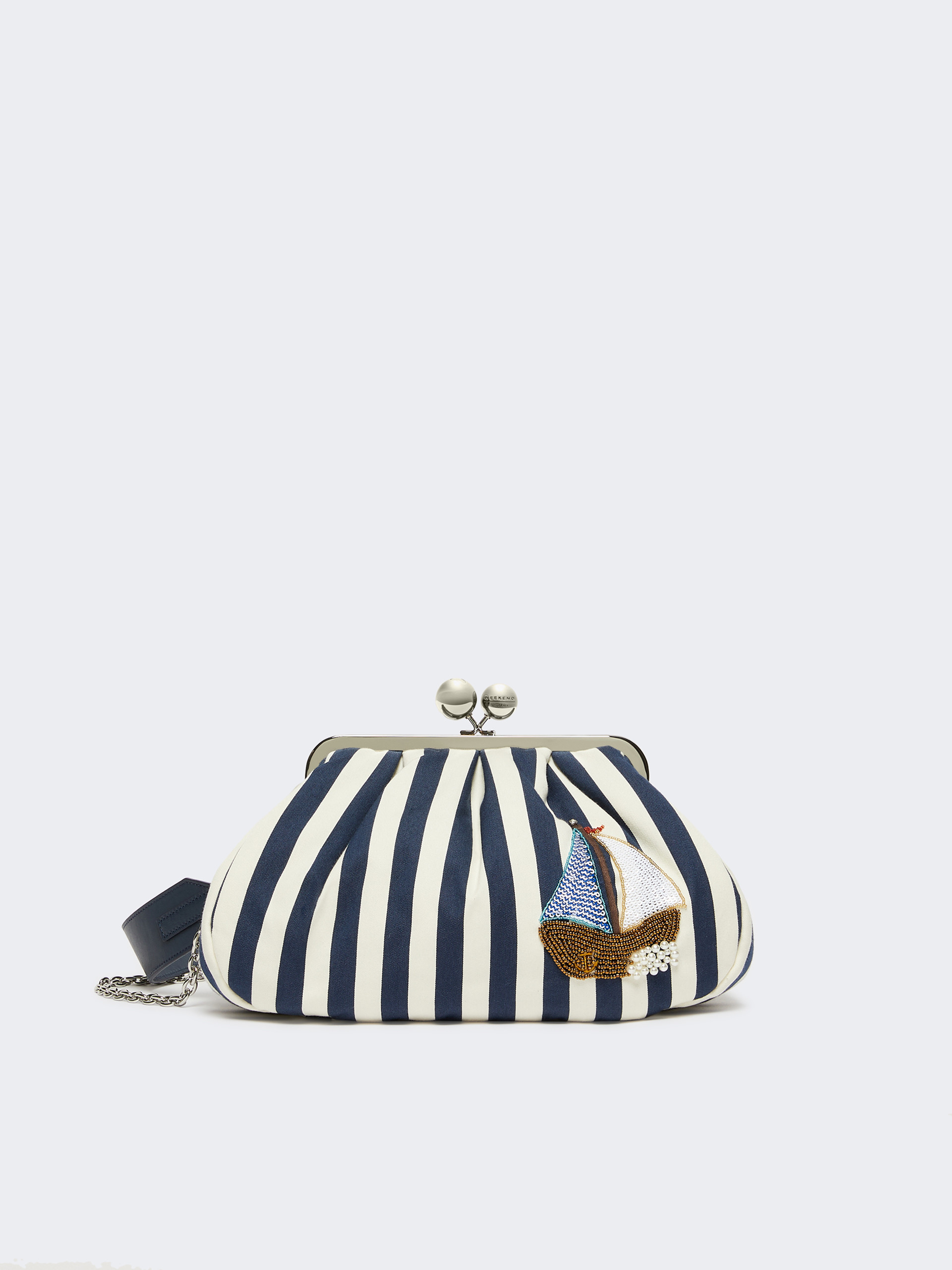 Medium striped cotton Pasticcino bag - CORNFLOWER BLUE - Weekend Max Mara
