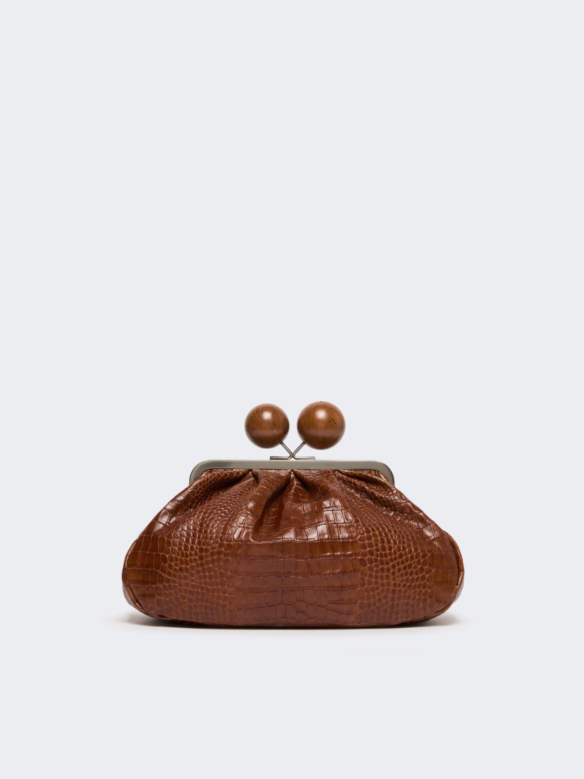 Medium crocodile-print leather Pasticcino Bag - RED BROWN - Weekend - 3