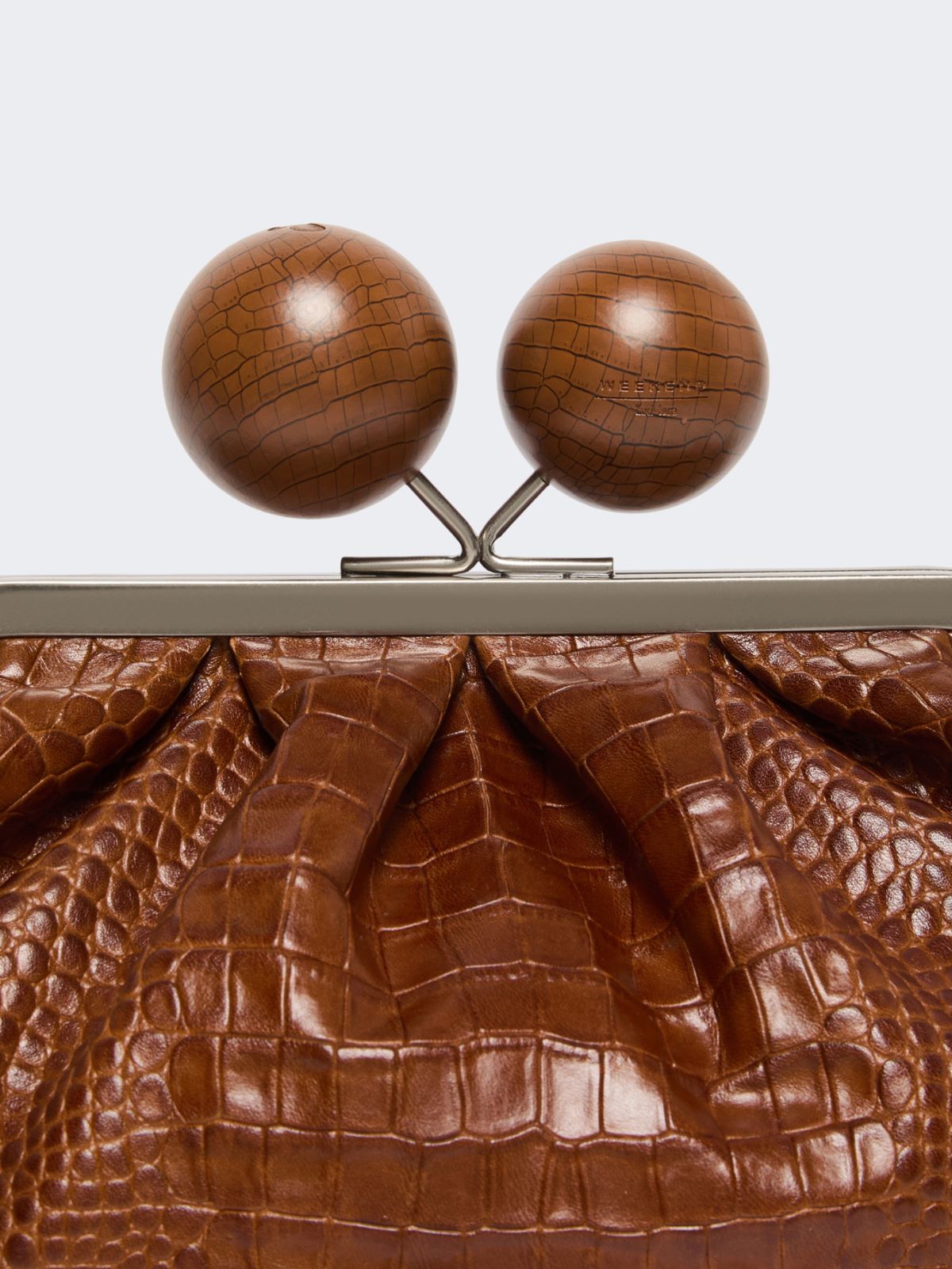 Medium crocodile-print leather Pasticcino Bag - RED BROWN - Weekend - 5