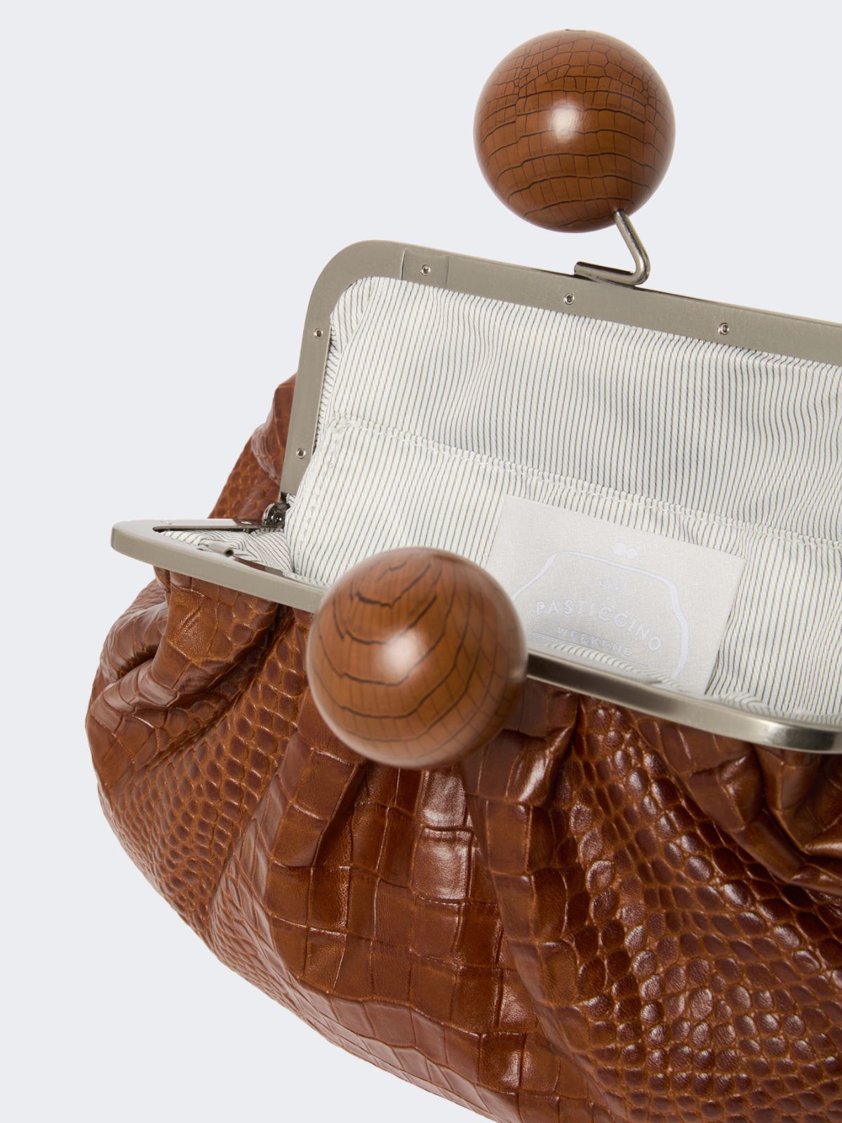 Medium crocodile-print leather Pasticcino Bag - RED BROWN - Weekend - 6