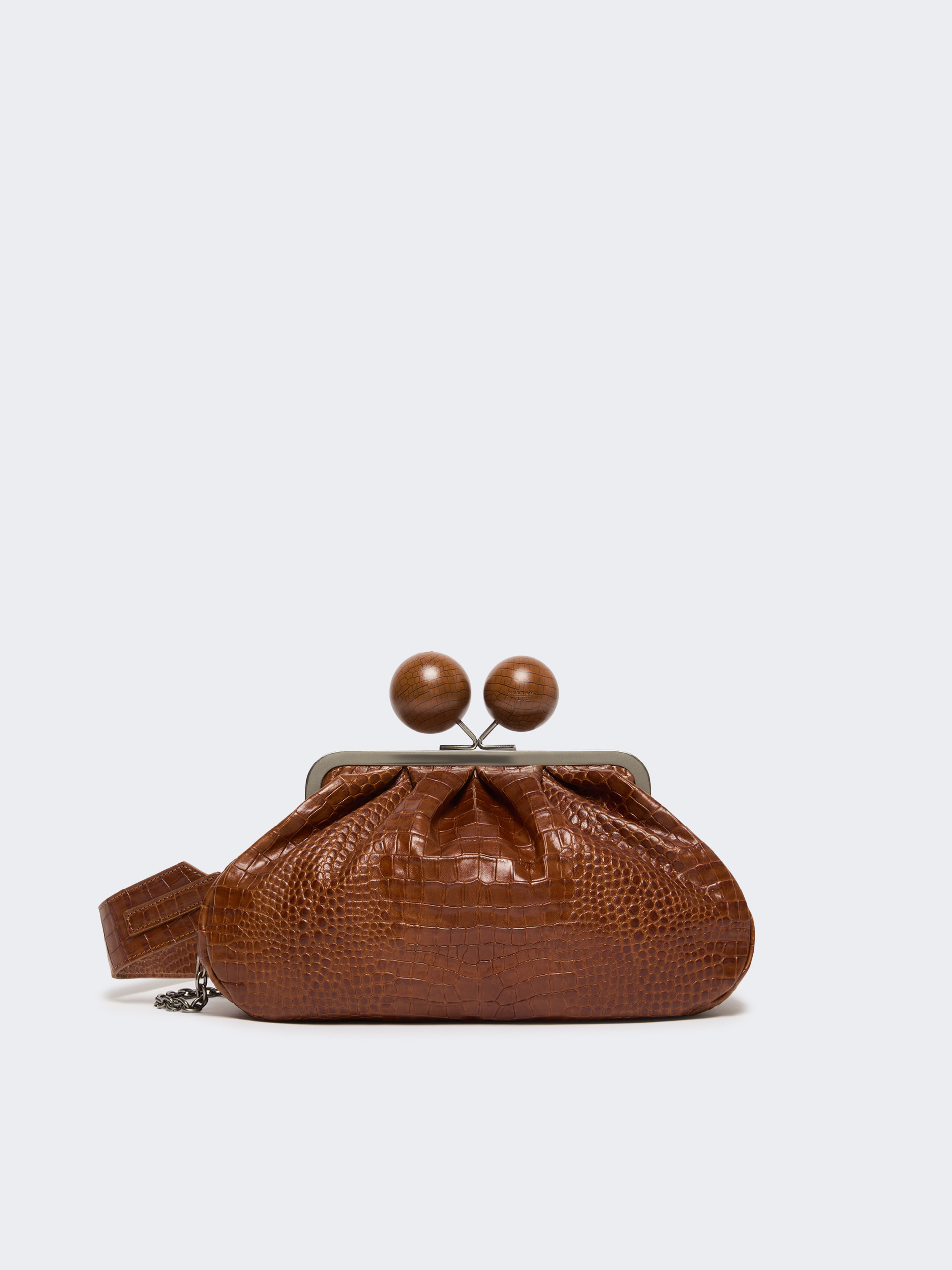 Medium crocodile-print leather Pasticcino Bag - RED BROWN - Weekend Max Mara