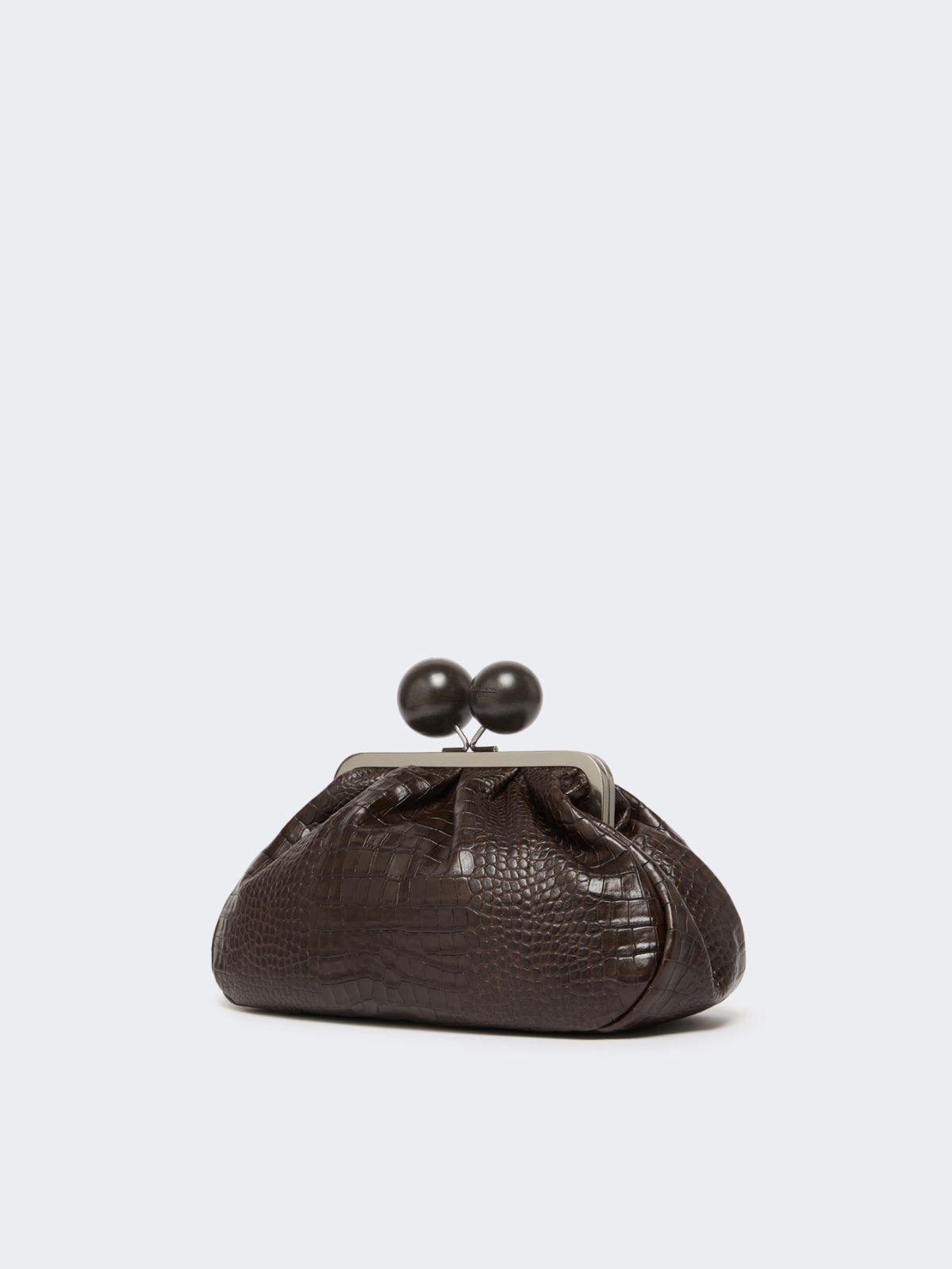Medium crocodile-print leather Pasticcino Bag - DARK BROWN - Weekend - 2
