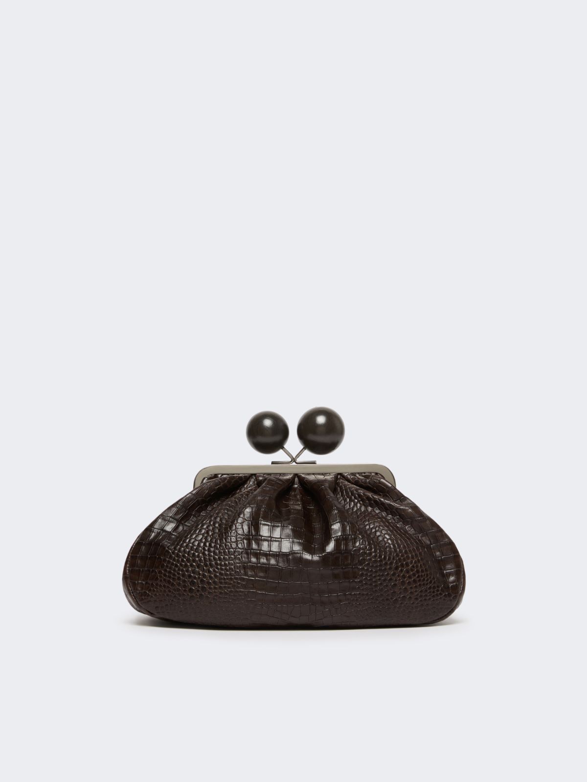 Medium crocodile-print leather Pasticcino Bag - DARK BROWN - Weekend - 3