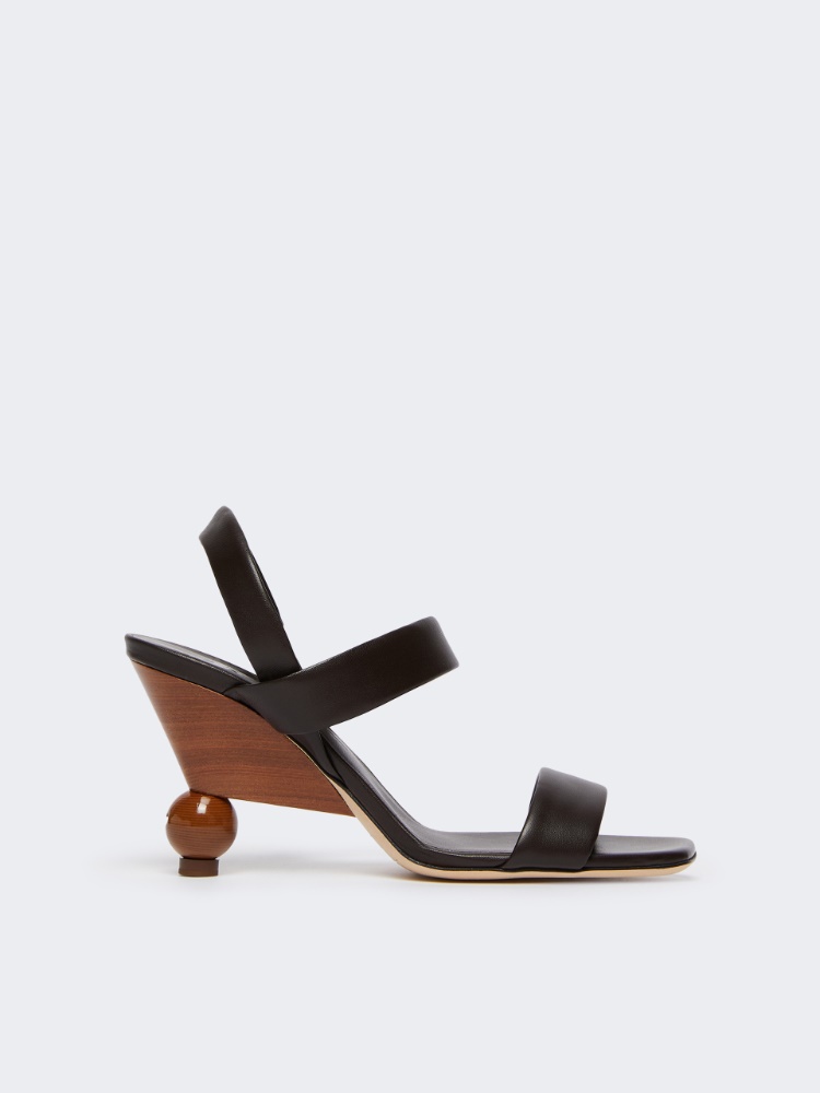 Leather slingback sandals - DARK BROWN - Weekend