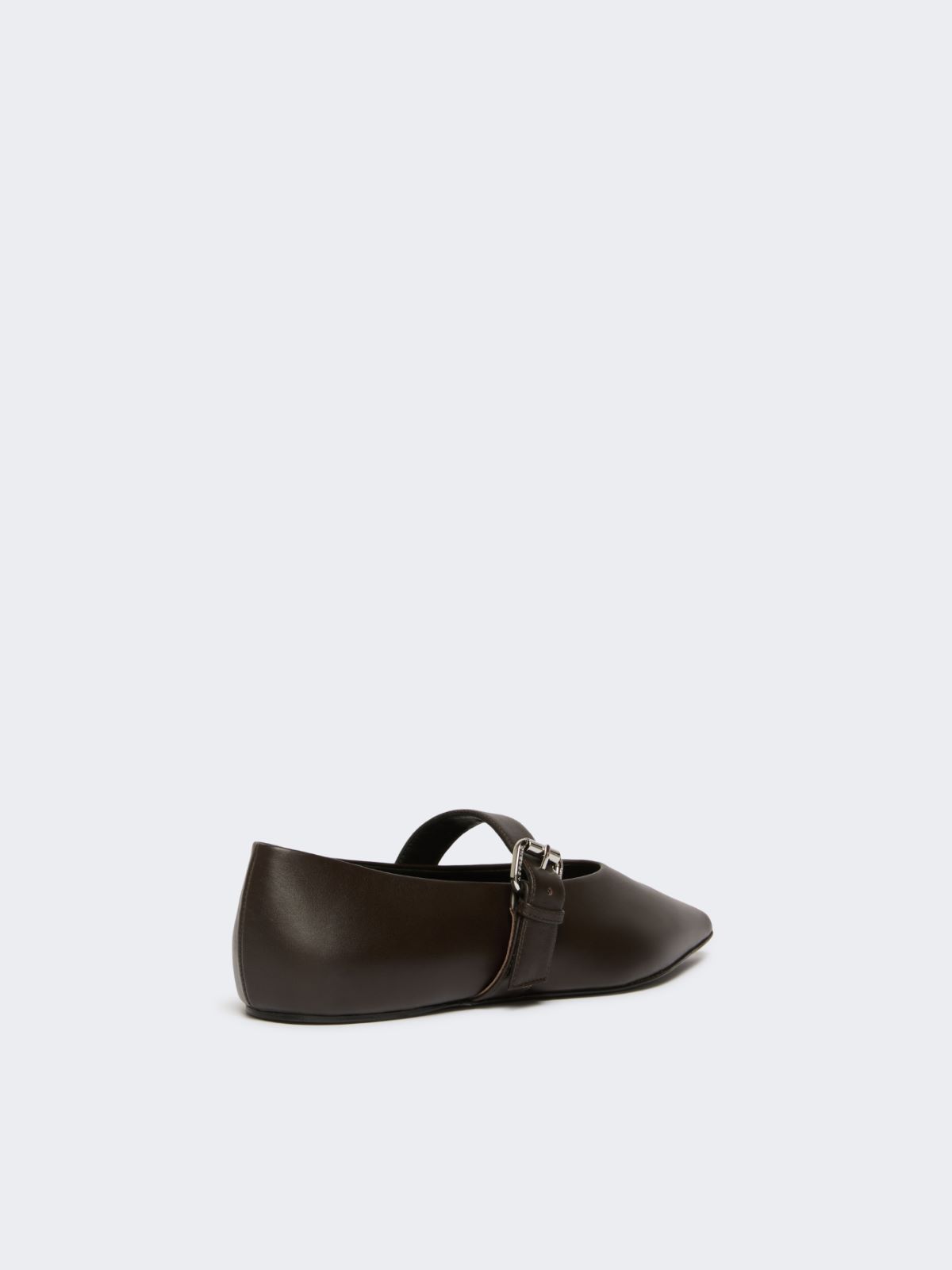 Leather pointed-toe ballet flats - DARK BROWN - Weekend - 3