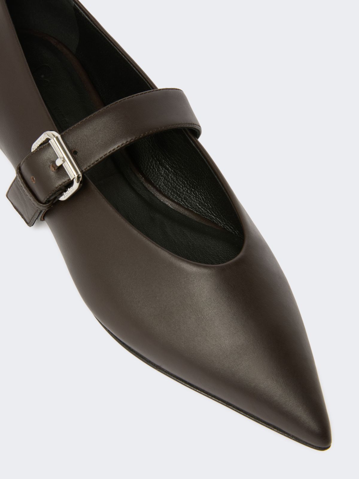 Leather pointed-toe ballet flats - DARK BROWN - Weekend - 4
