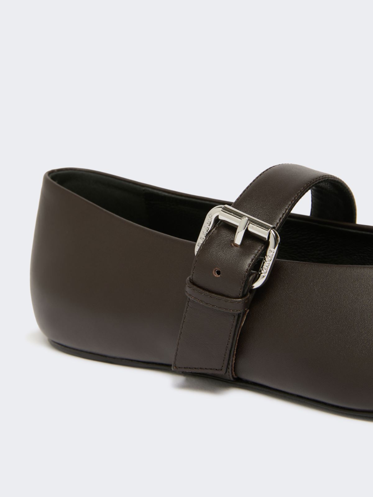 Leather pointed-toe ballet flats - DARK BROWN - Weekend - 5