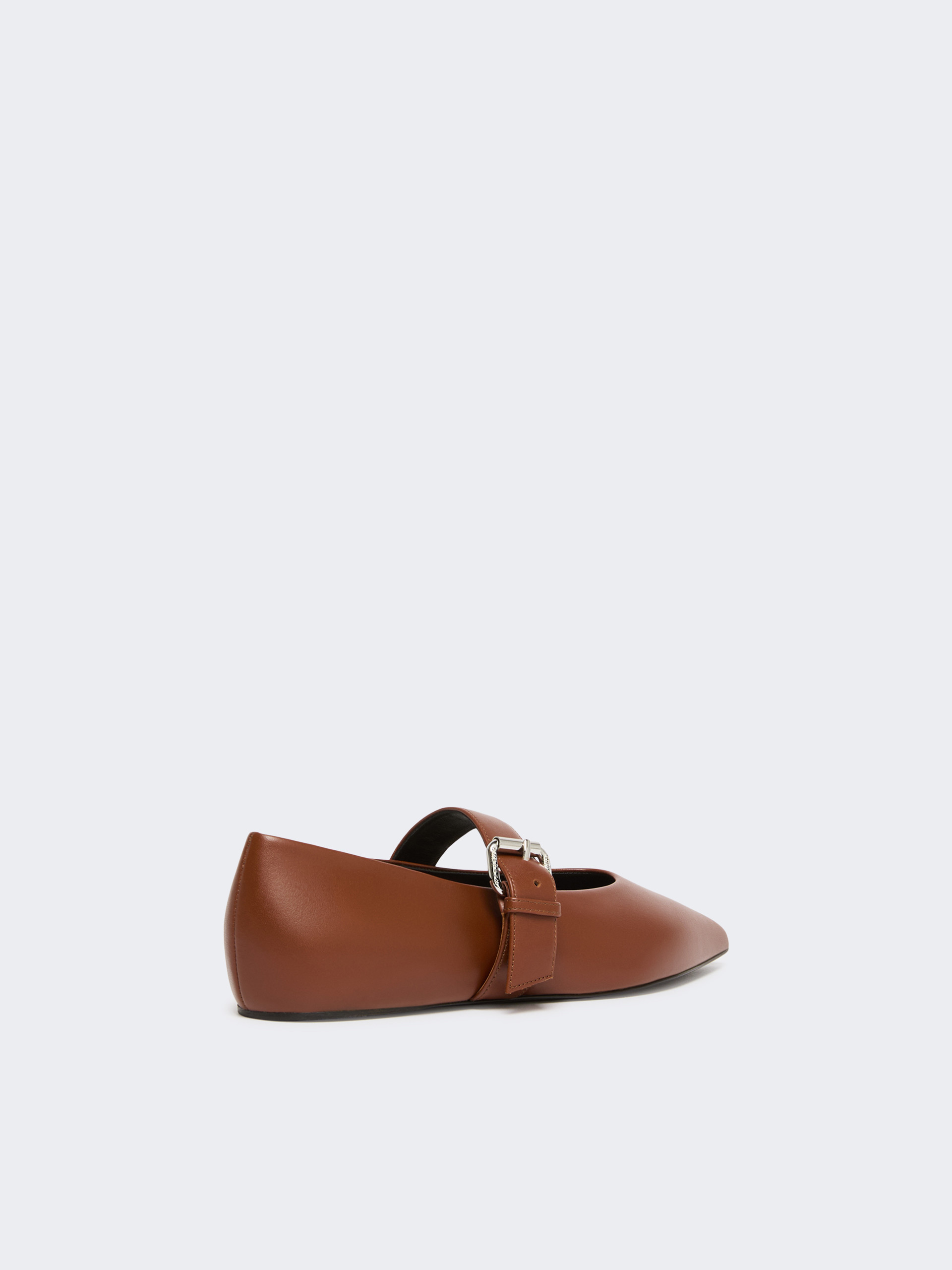 Leather pointed-toe ballet flats - RED BROWN - Weekend Max Mara - 3