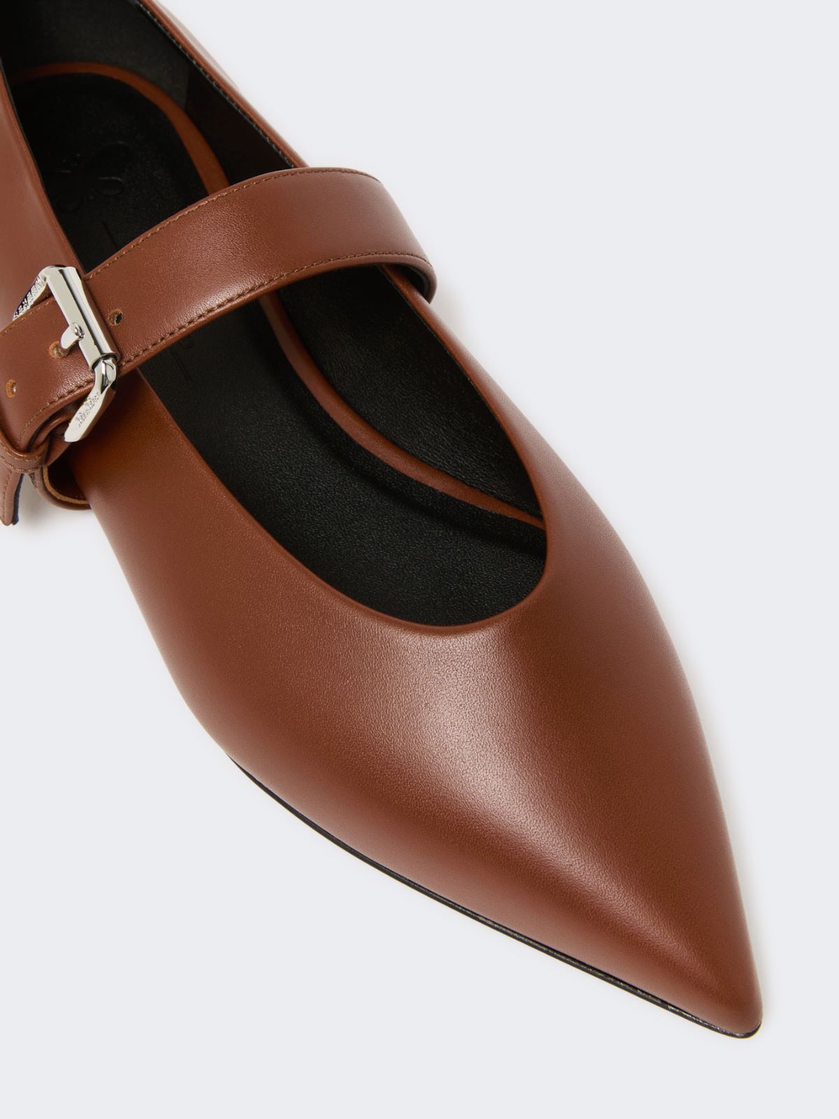 Leather pointed-toe ballet flats - RED BROWN - Weekend - 4