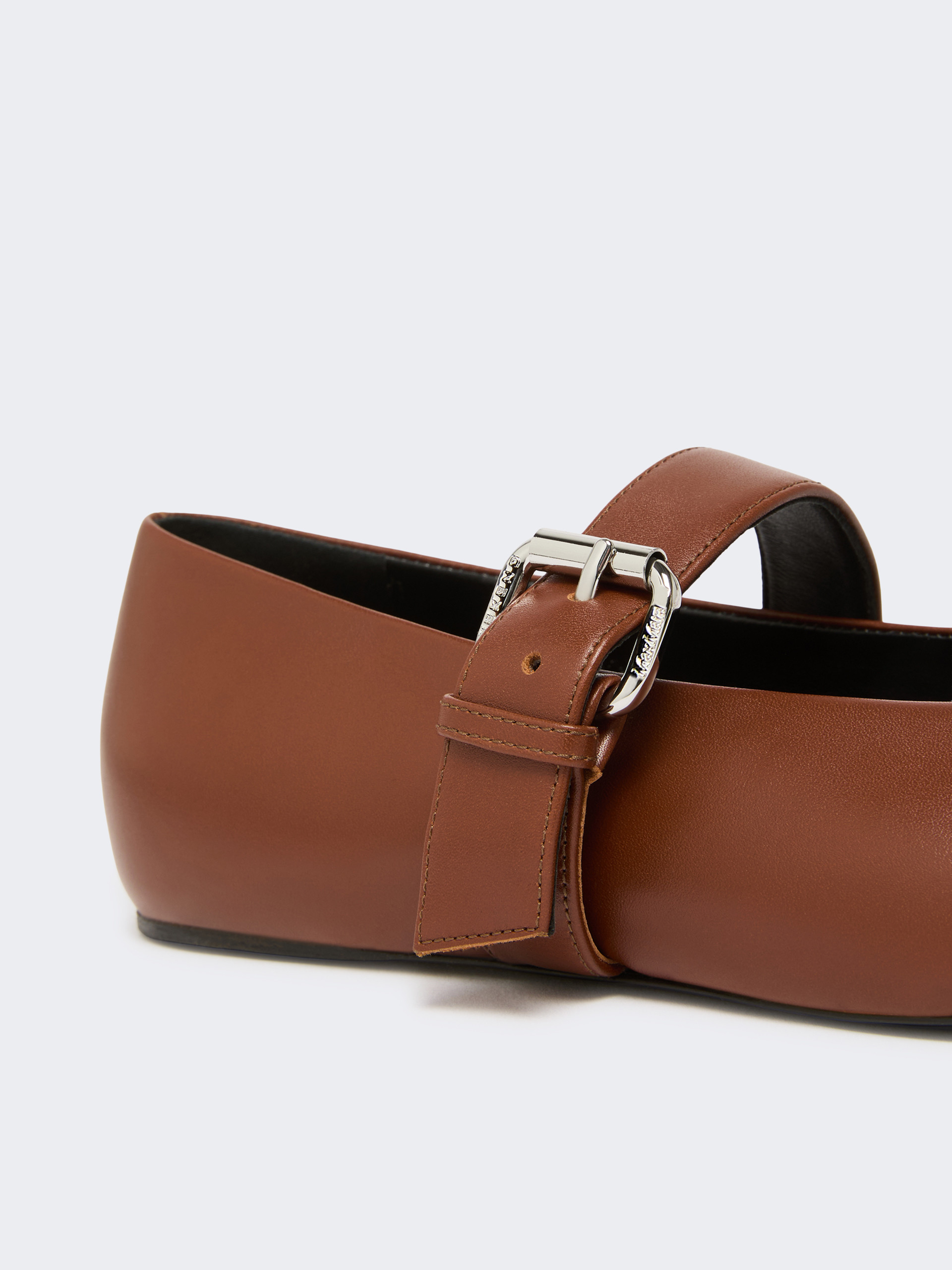 Leather pointed-toe ballet flats - RED BROWN - Weekend Max Mara - 5