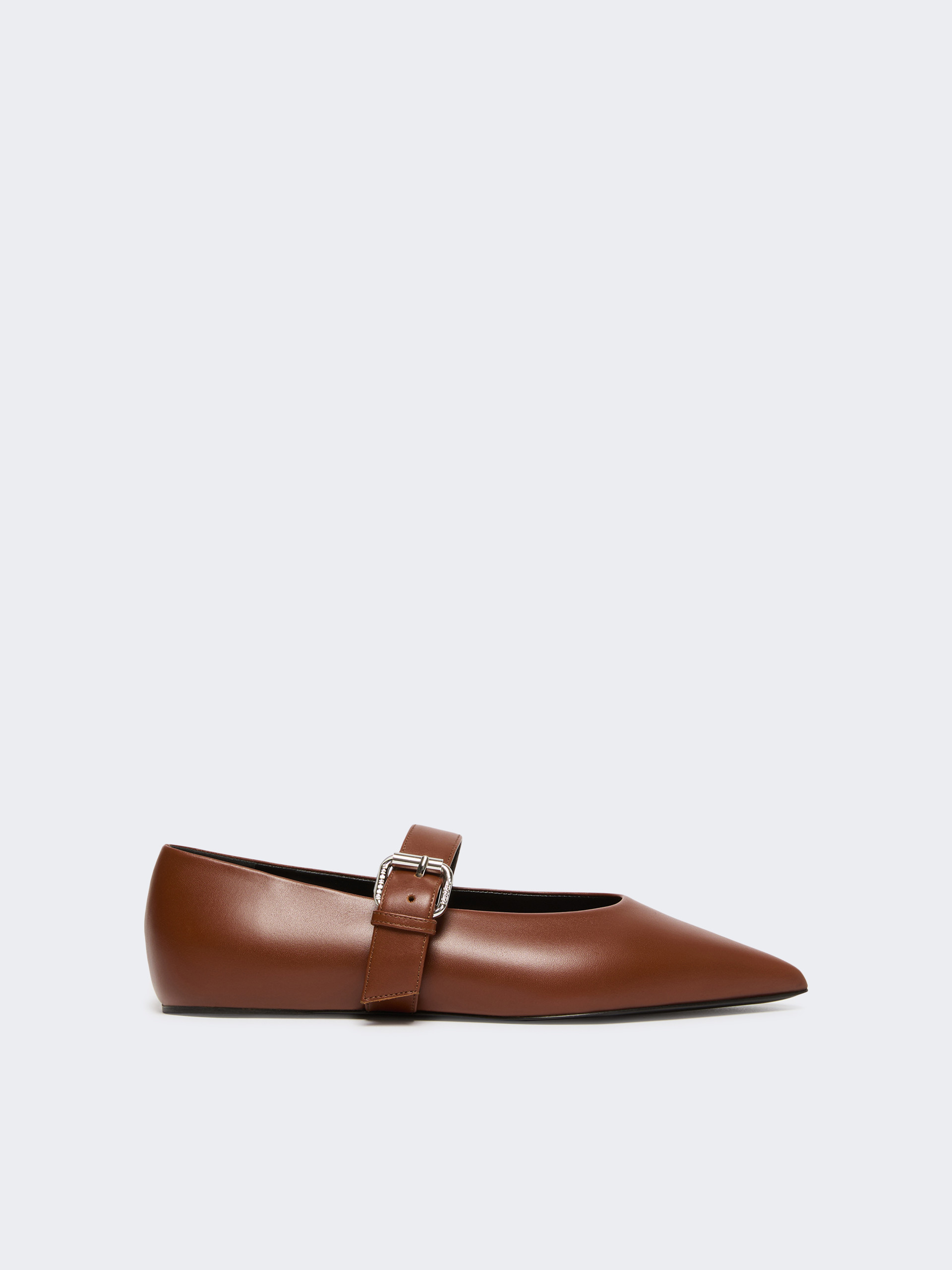 Leather pointed-toe ballet flats - RED BROWN - Weekend Max Mara