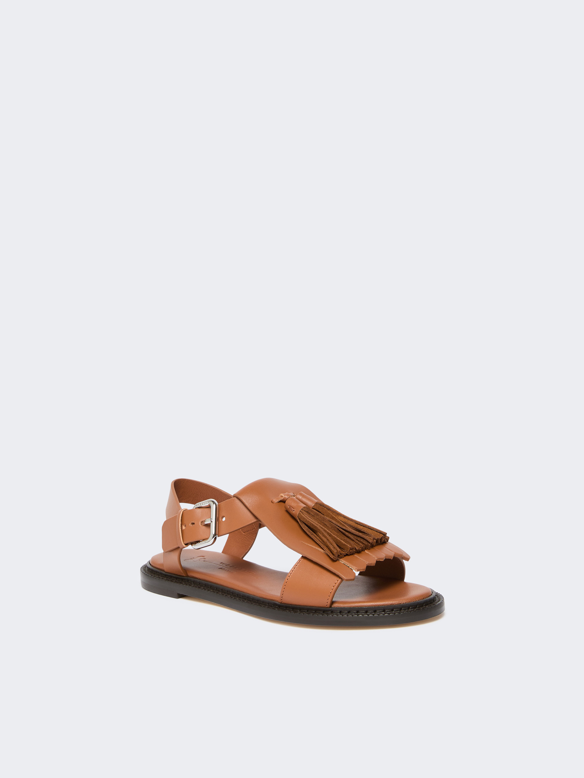 Leather sandals with tassels - TOBACCO - Weekend Max Mara - 2