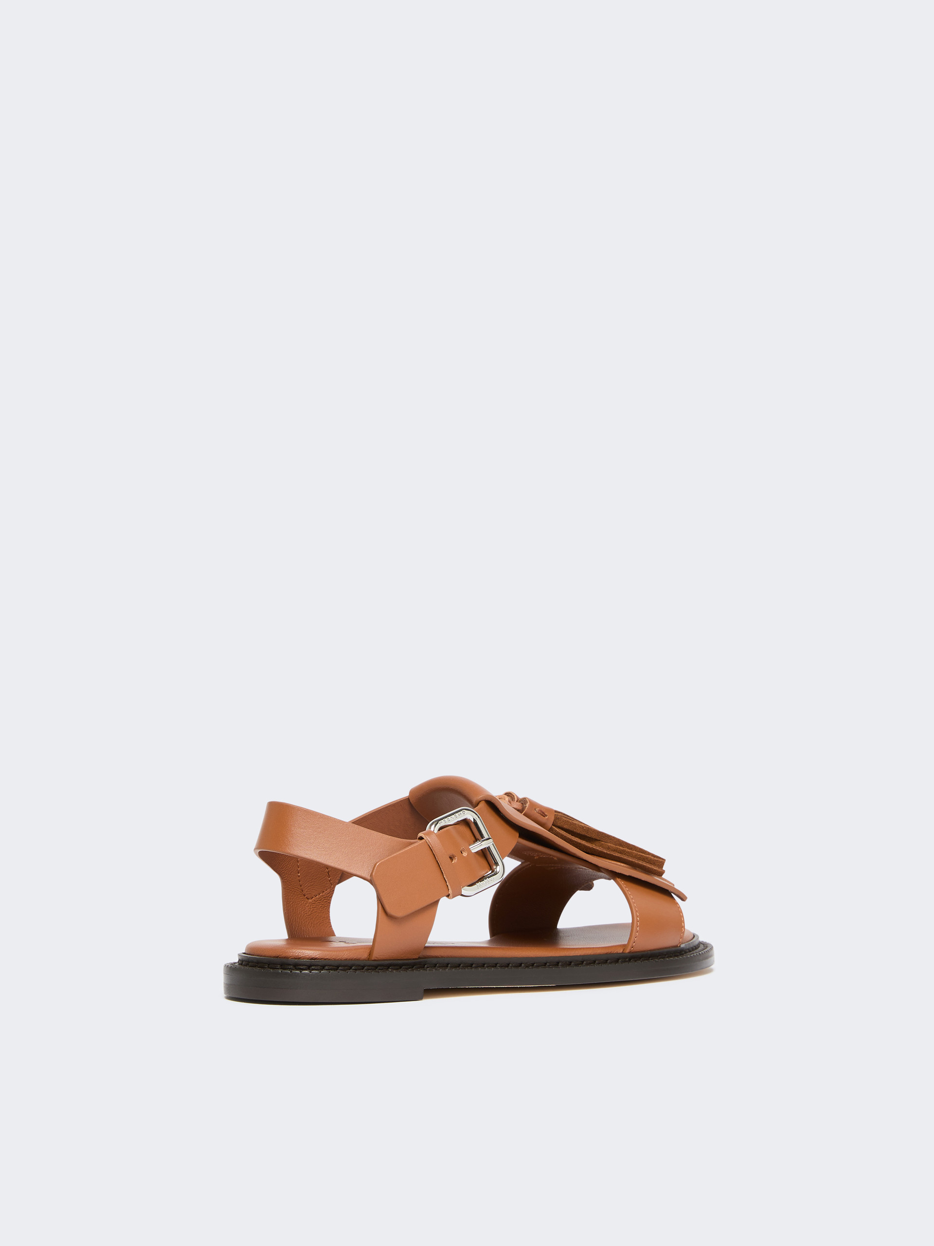 Leather sandals with tassels - TOBACCO - Weekend Max Mara - 3