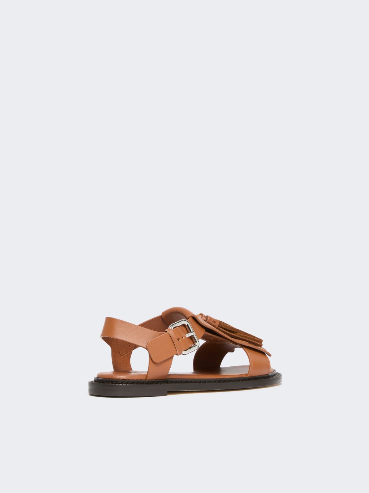 Leather sandals with tassels - TOBACCO - Weekend - 3