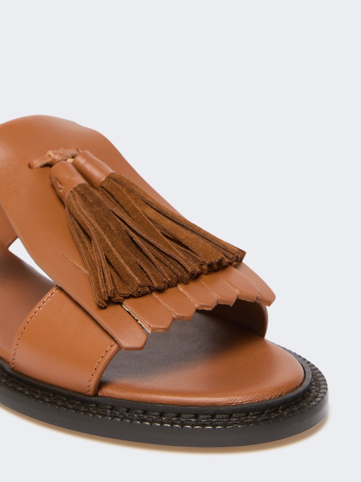 Leather sandals with tassels - TOBACCO - Weekend - 4
