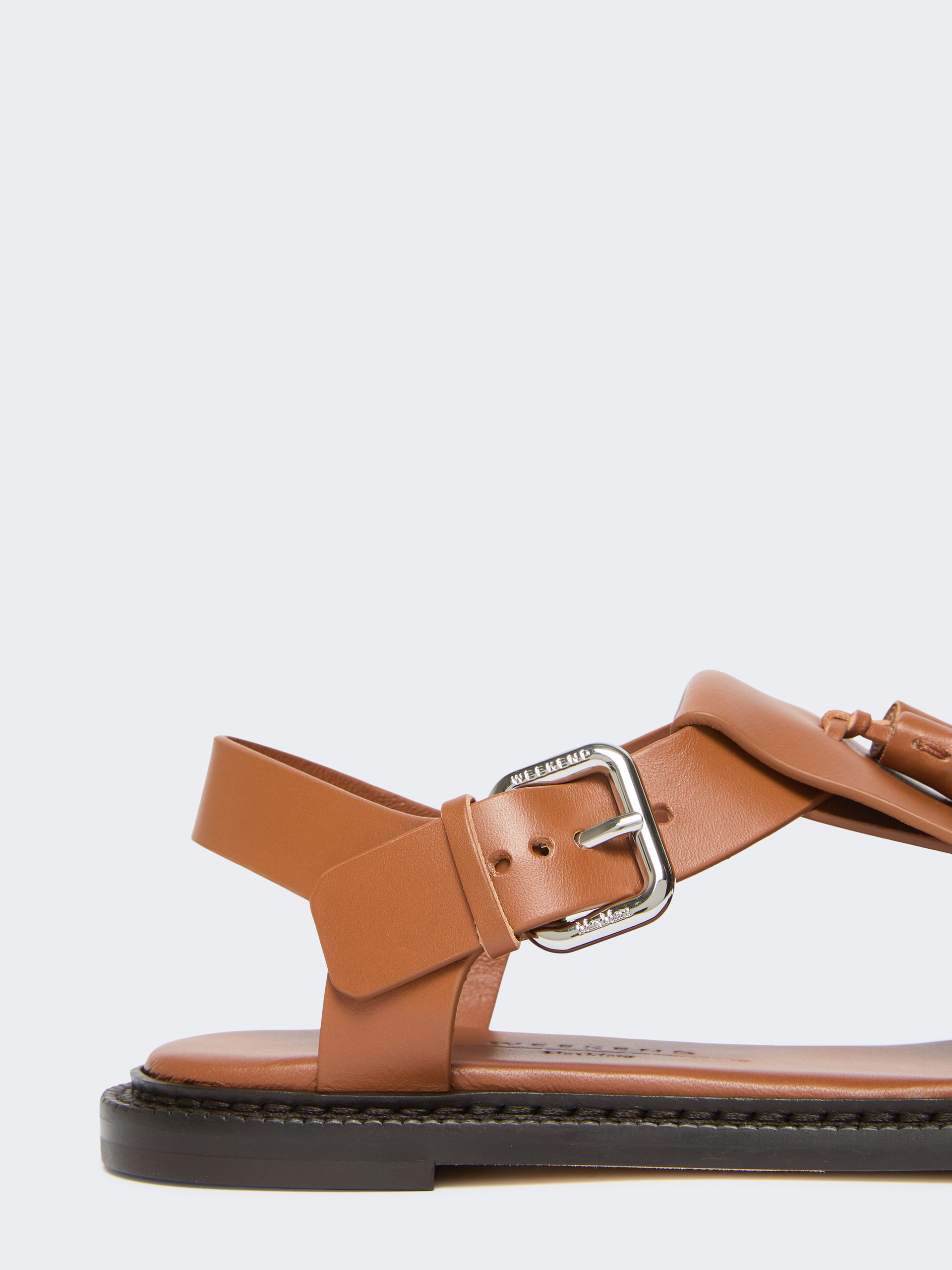 Leather sandals with tassels, tobacco | Weekend Max Mara