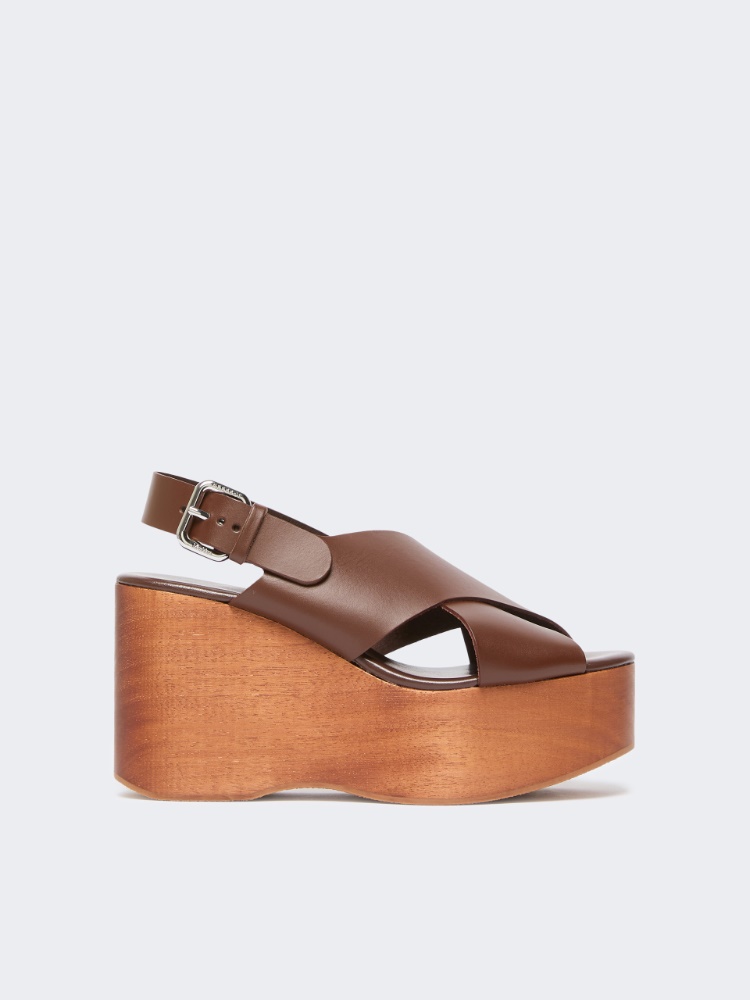 Leather wedge sandals - BROWN - Weekend