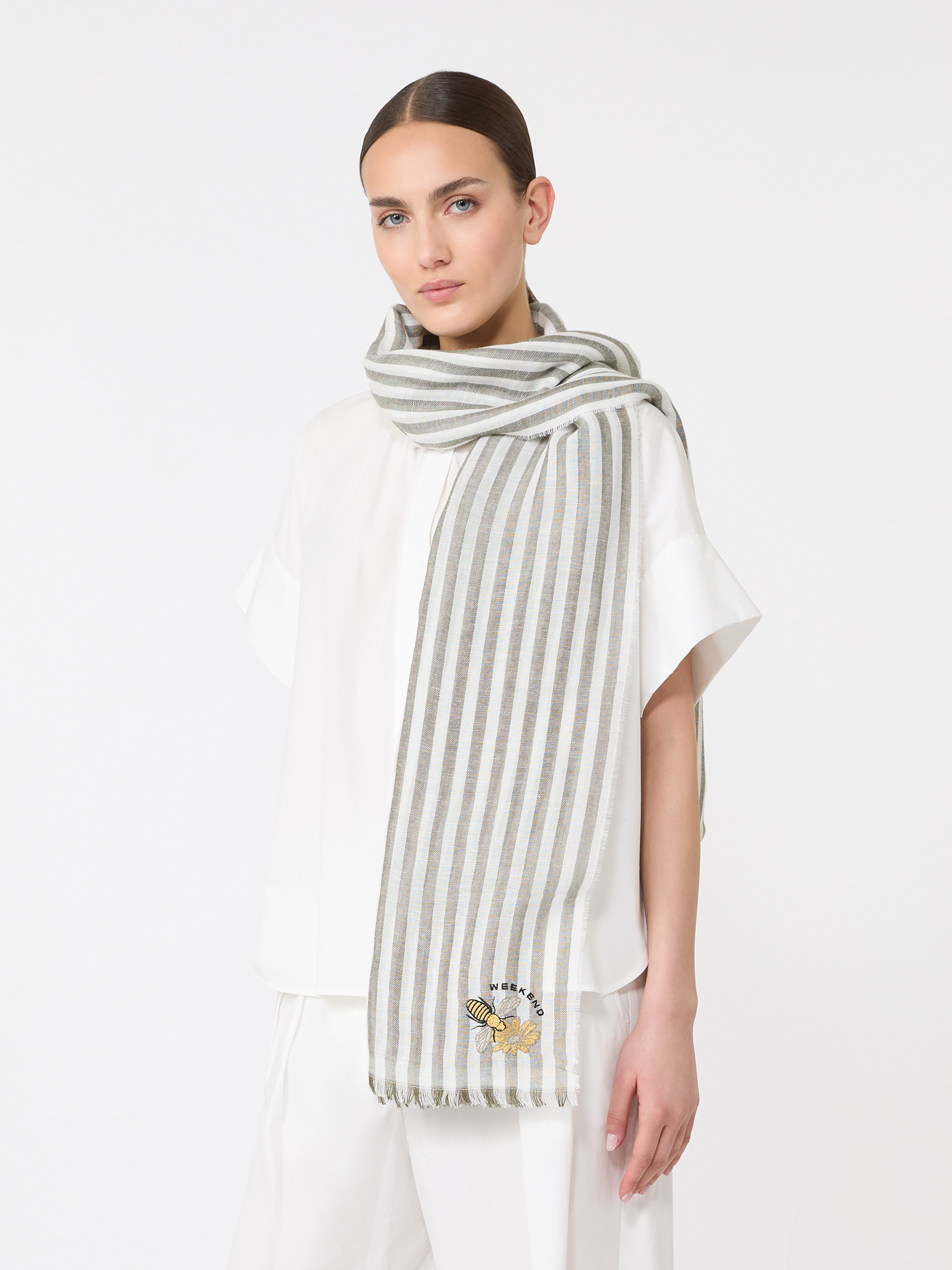 Stole in linen and cotton - KAKI - Weekend Max Mara - 4