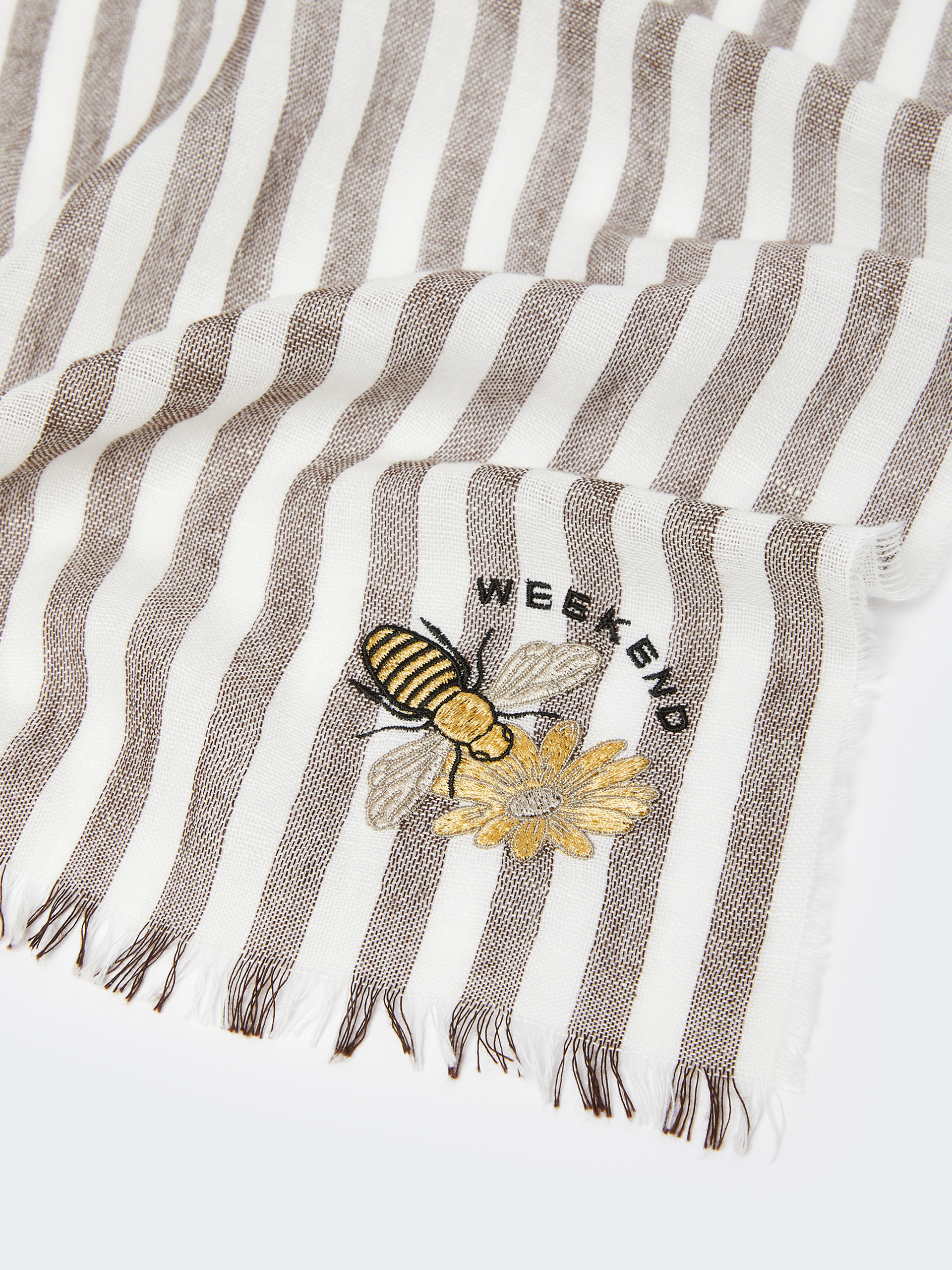 Stole in linen and cotton - DARK BROWN - Weekend Max Mara - 3