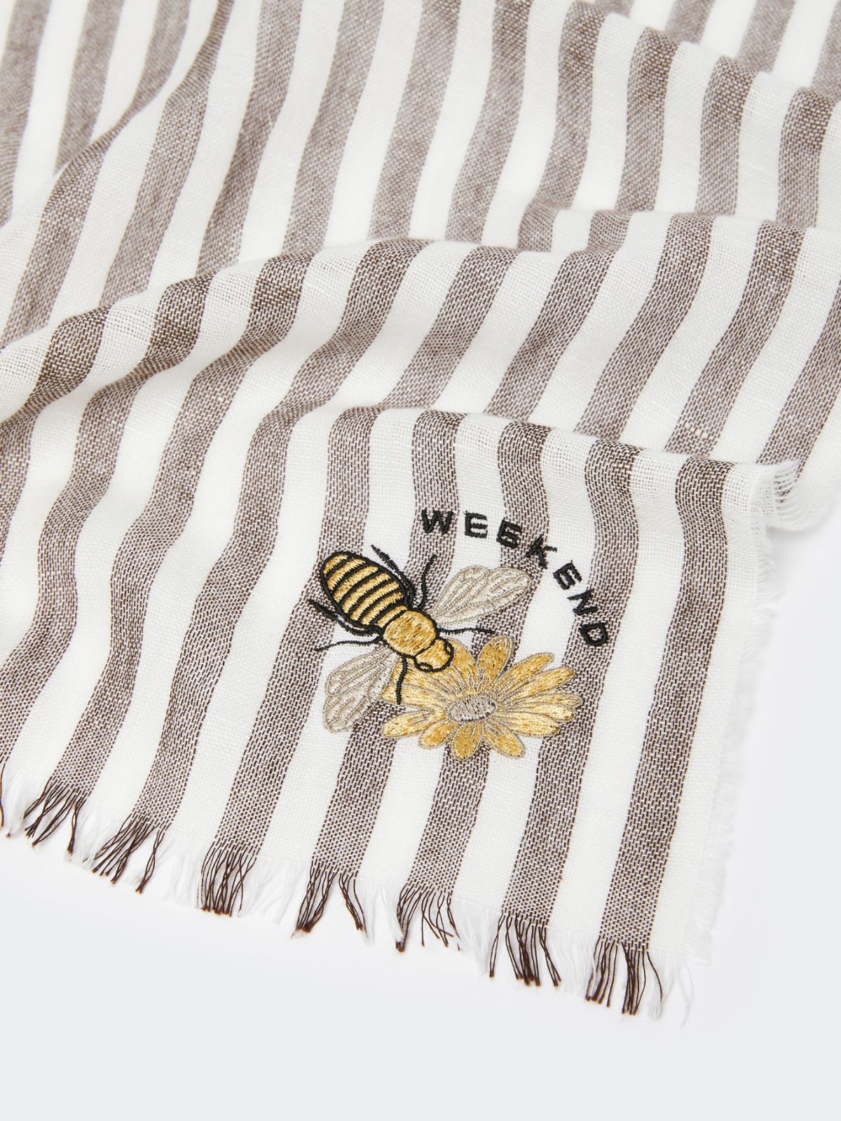 Stole in linen and cotton - DARK BROWN - Weekend - 3