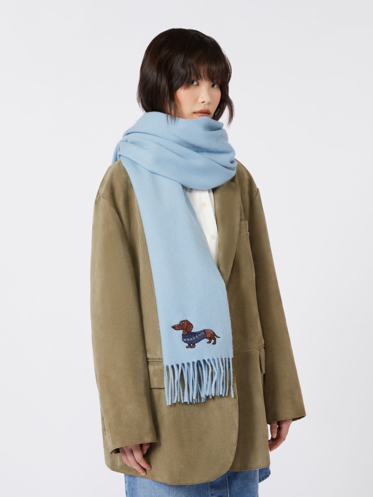Wool and cashmere stole - LIGHT BLUE - Weekend - 4