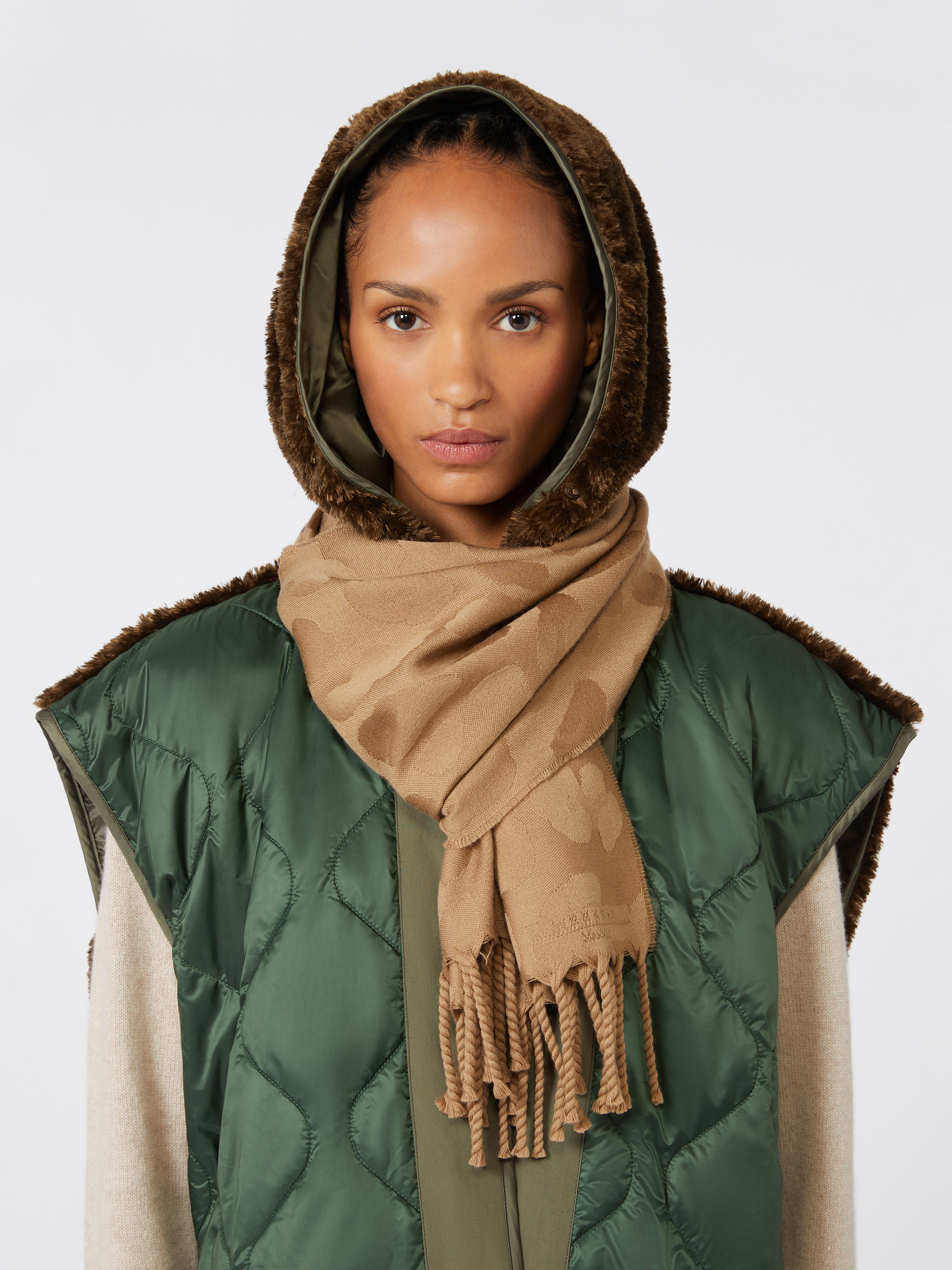 Jacquard wool stole - BEIGE - Weekend Max Mara - 5
