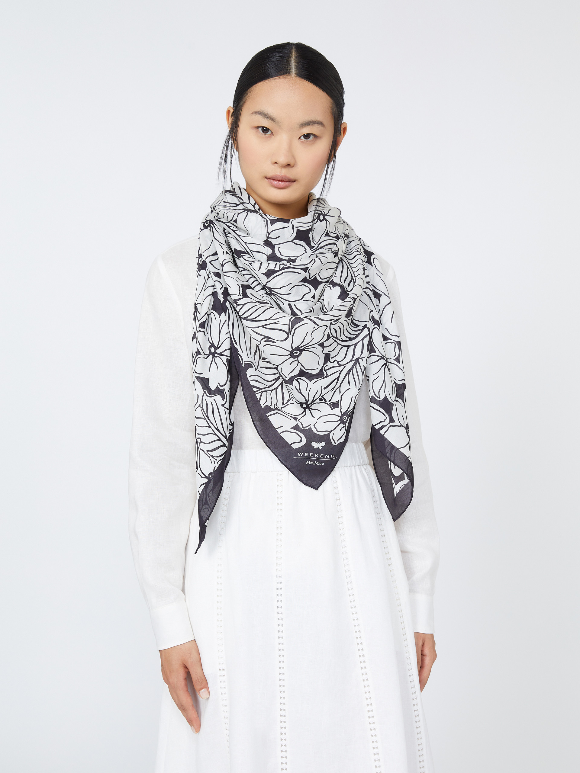 Modal and silk maxi square - OPTICAL WHITE - Weekend Max Mara - 5