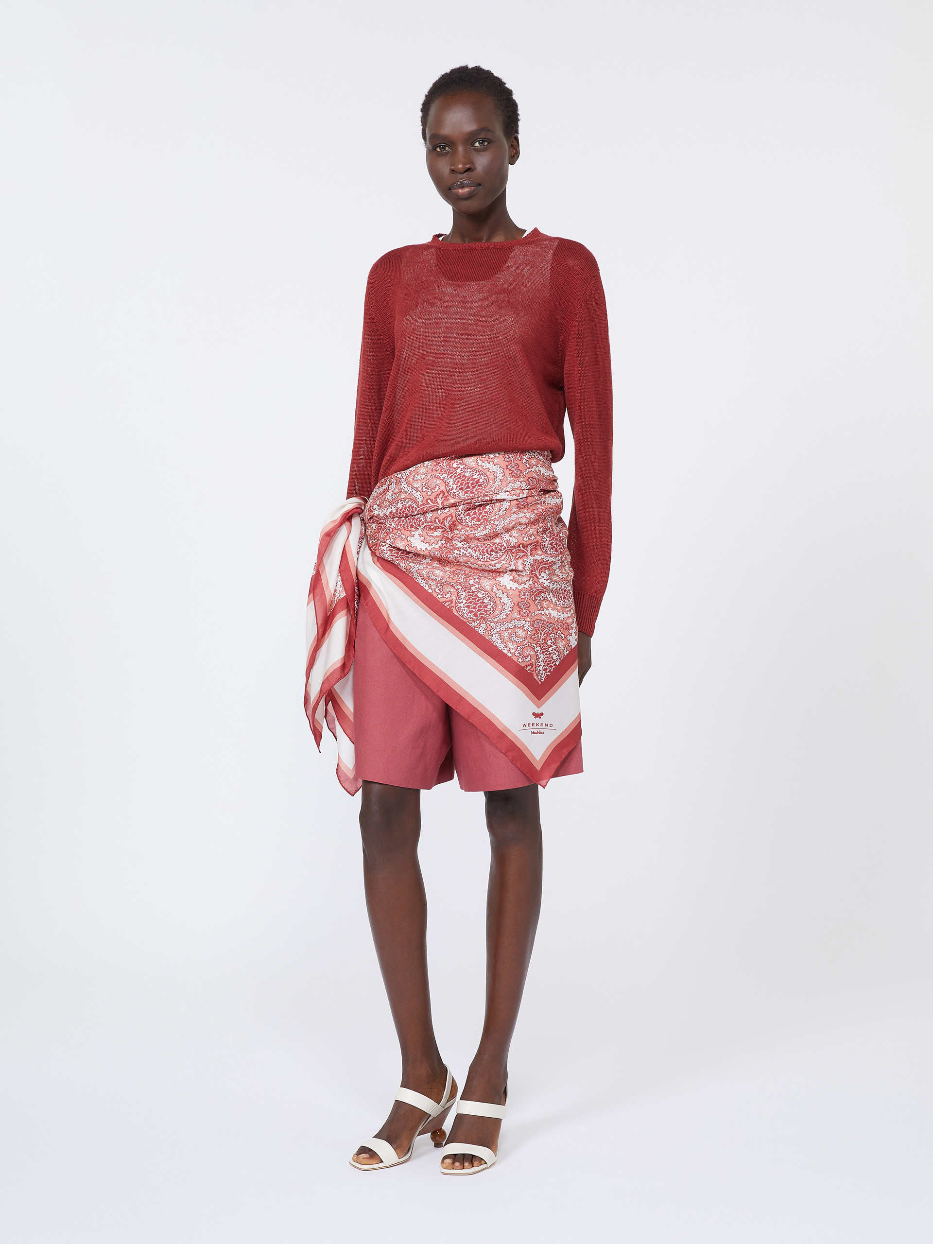 Modal and silk maxi square - SALMON - Weekend Max Mara - 4