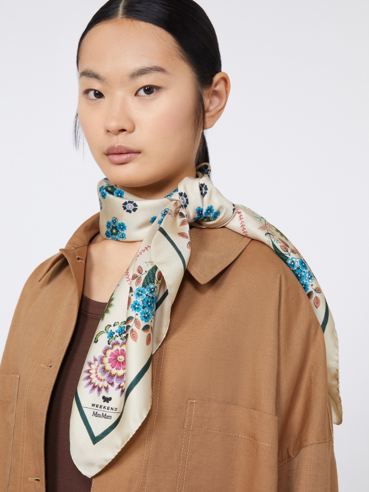 Printed silk twill foulard - BEIGE PINK - Weekend - 2