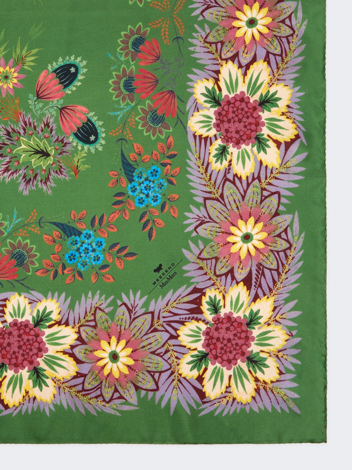 Printed silk twill foulard - GREEN - Weekend - 2