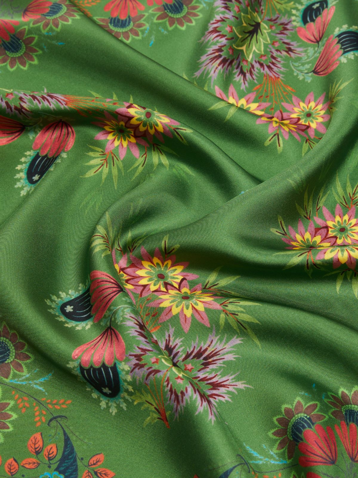 Printed silk twill foulard - GREEN - Weekend - 3