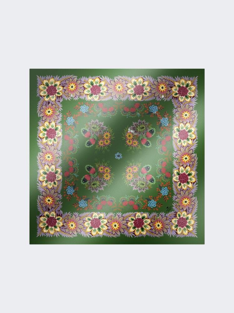 Printed silk twill foulard - GREEN - Weekend