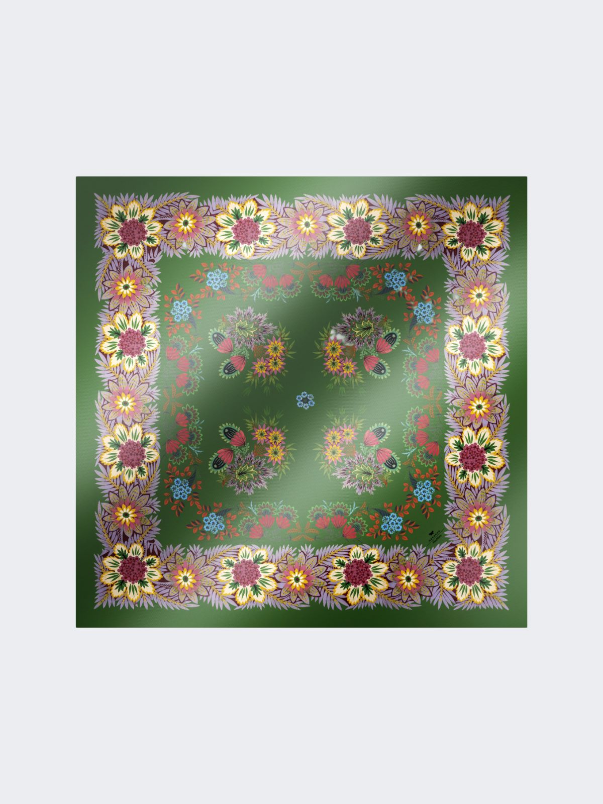 Printed silk twill foulard - GREEN - Weekend
