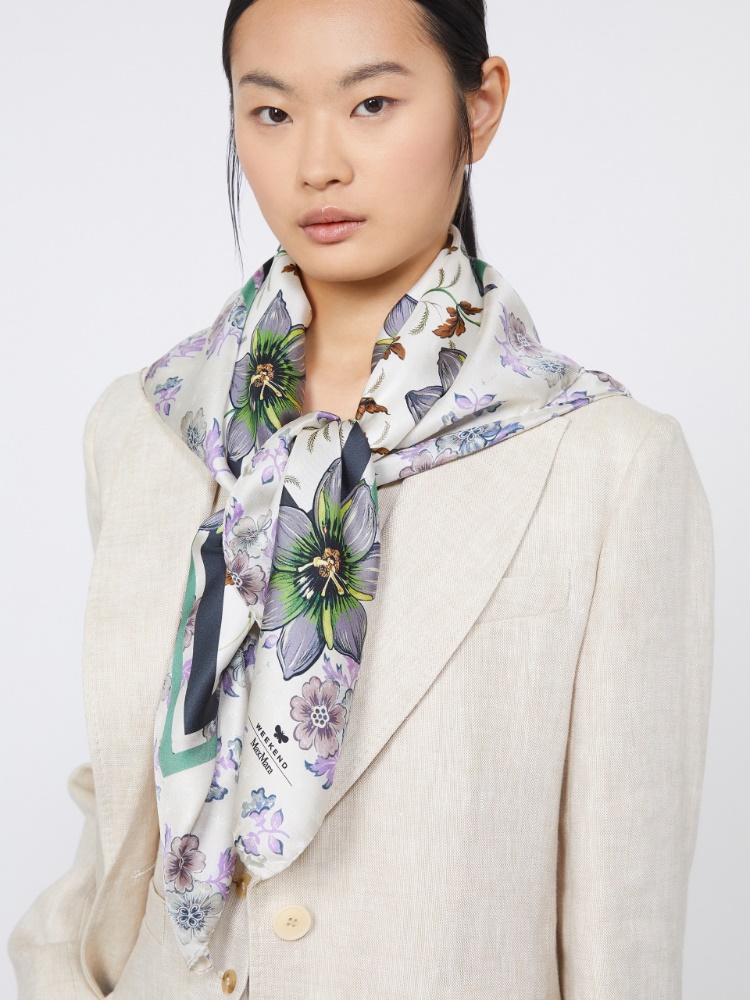 Printed silk twill foulard - IVORY - Weekend - 6