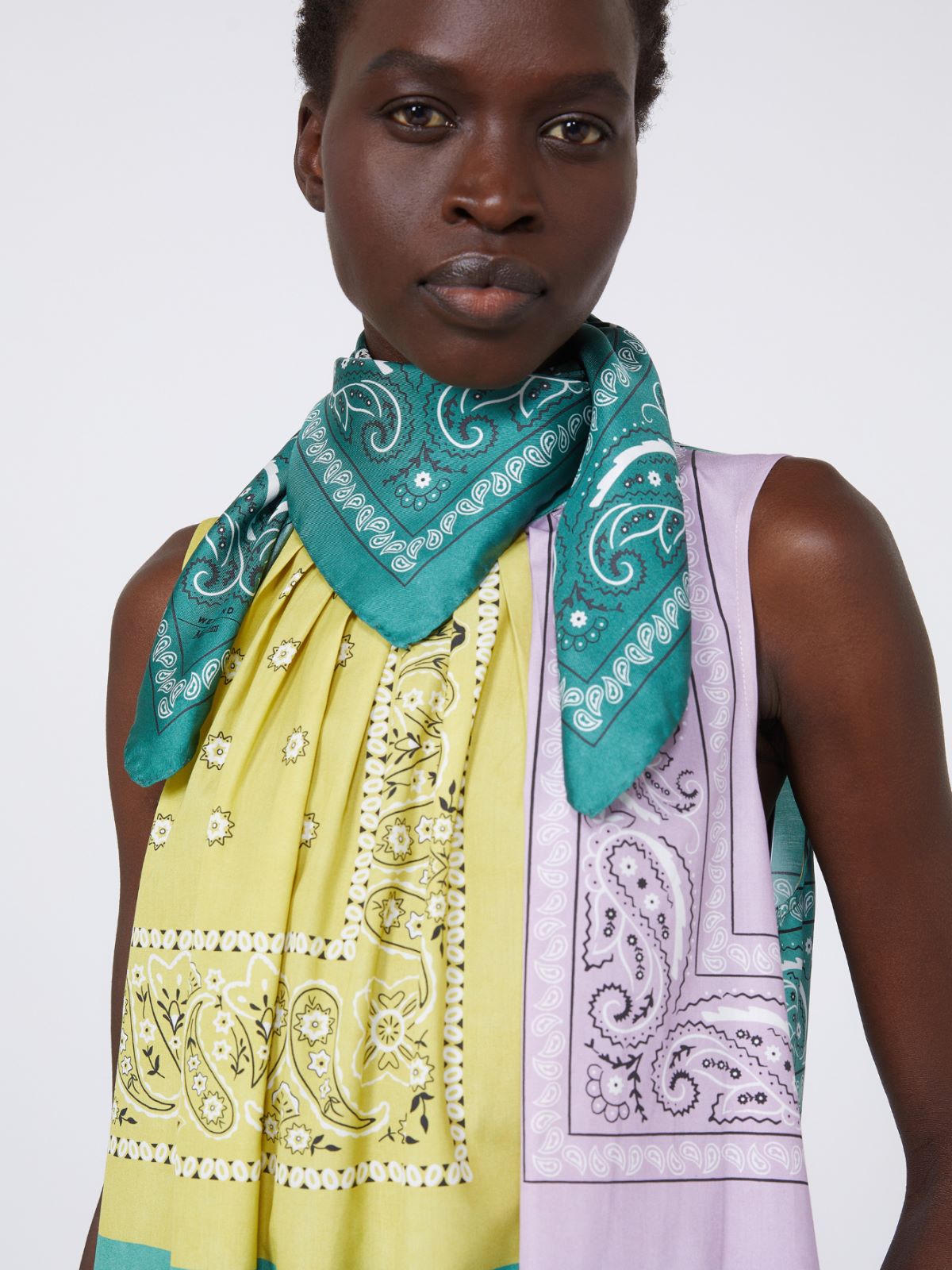 Bandanna print silk foulard - GREEN - Weekend - 4