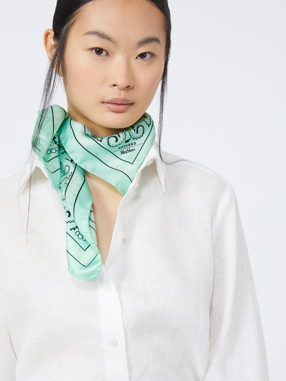 Bandanna print silk foulard - EMERALD - Weekend - 5