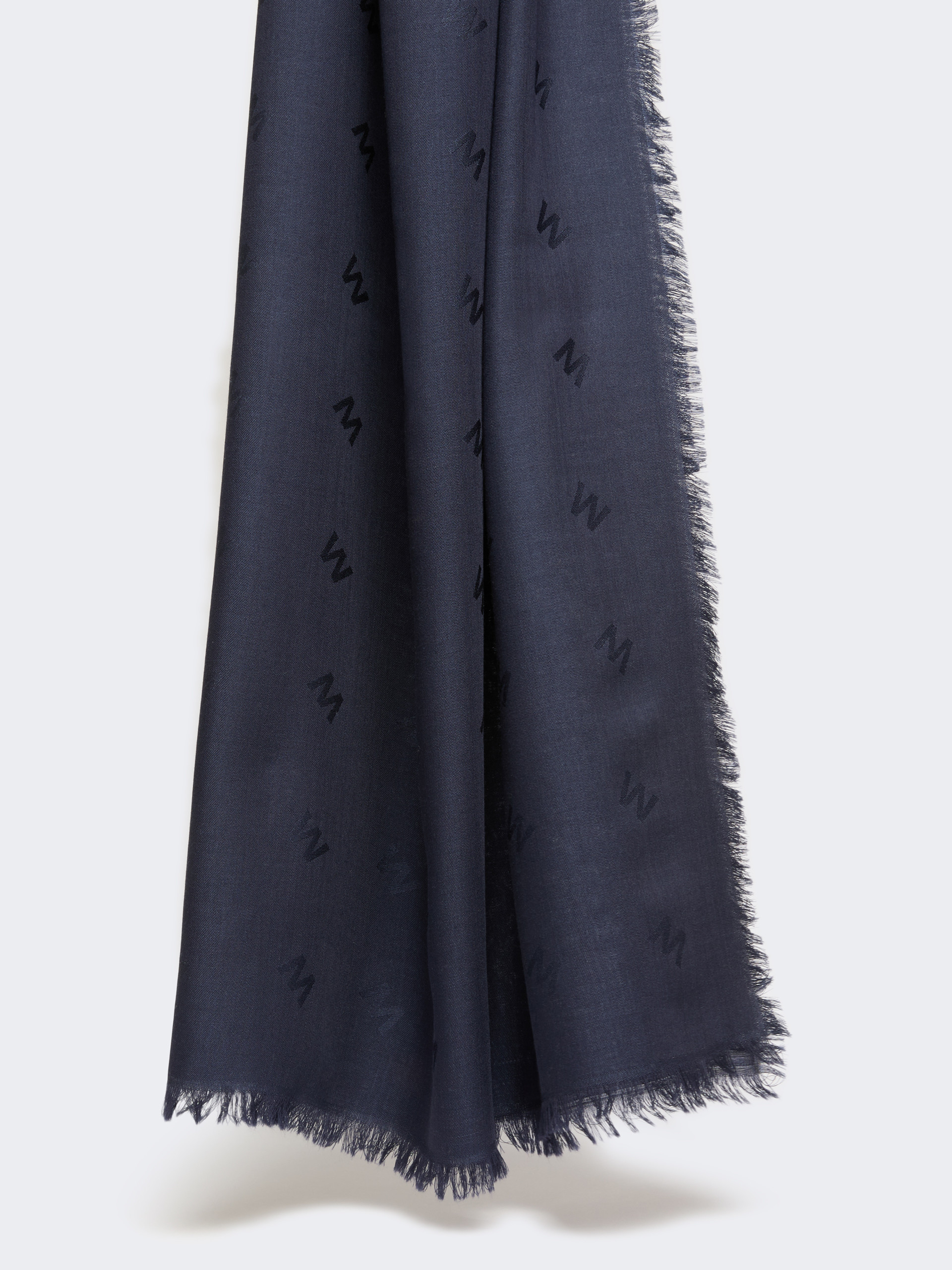 Jacquard-knit wool and silk shawl - MIDNIGHTBLUE - Weekend Max Mara