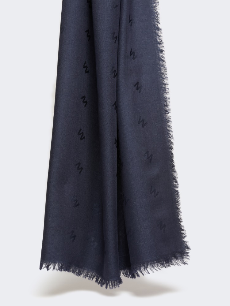 Jacquard-knit wool and silk shawl - MIDNIGHTBLUE - Weekend - 2