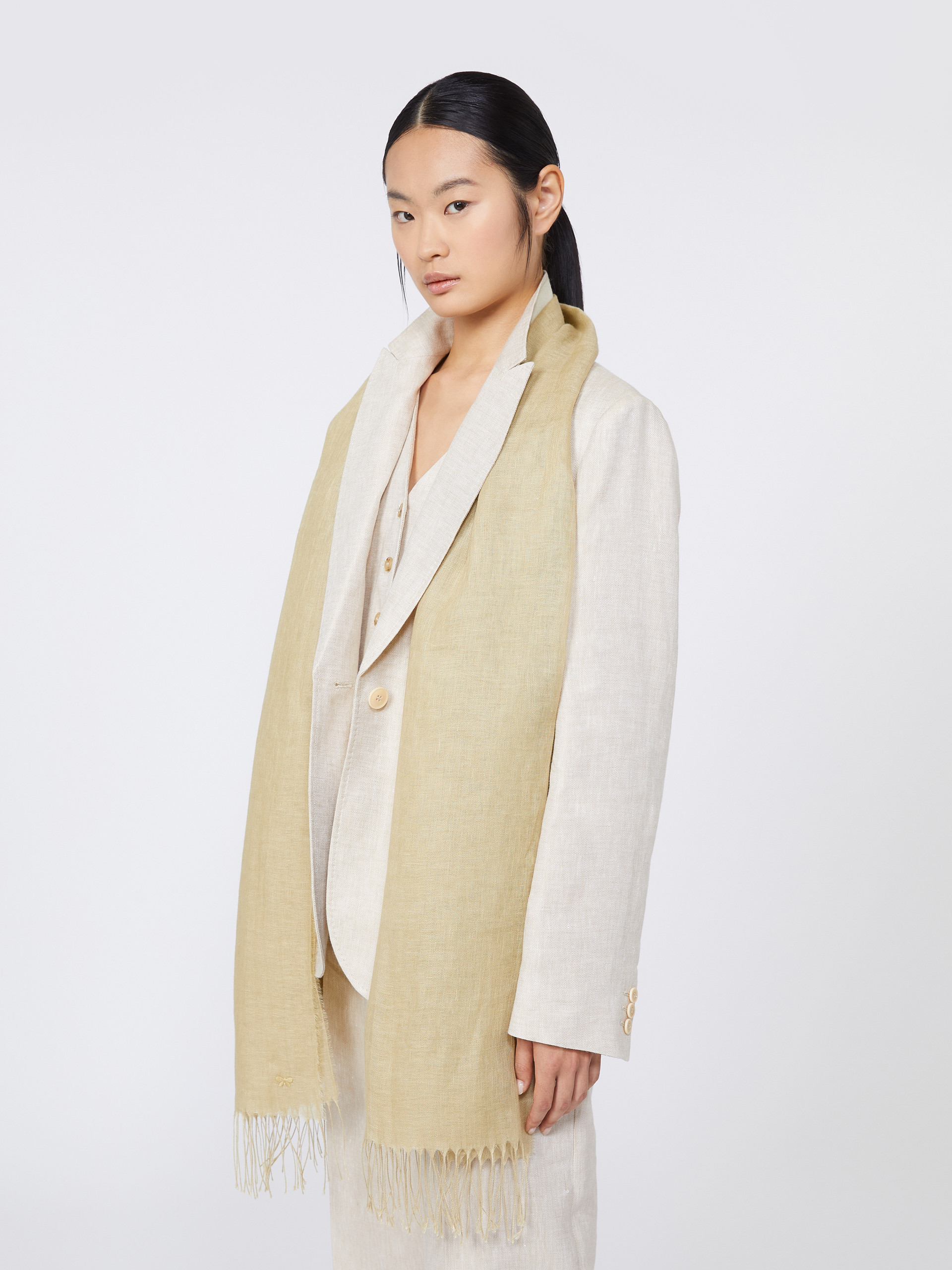 Linen stole with fringes - BEIGE - Weekend Max Mara - 4