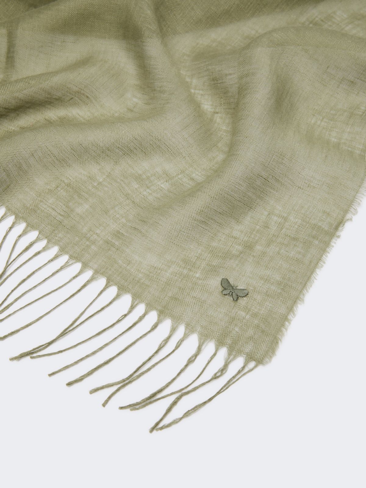 Linen stole with fringes - KAKI - Weekend - 3
