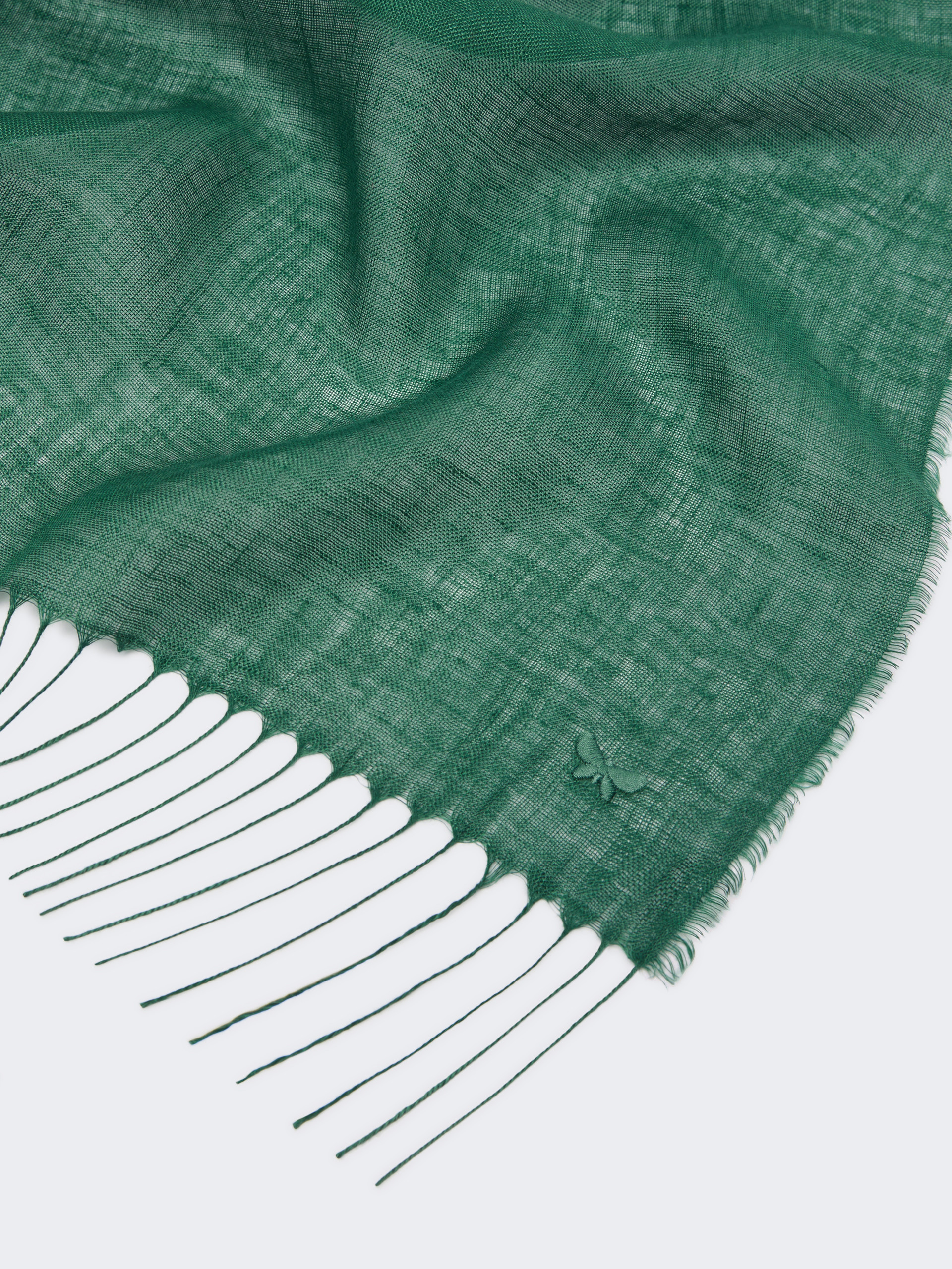 Linen stole with fringes - SAGE GREEN - Weekend Max Mara - 3