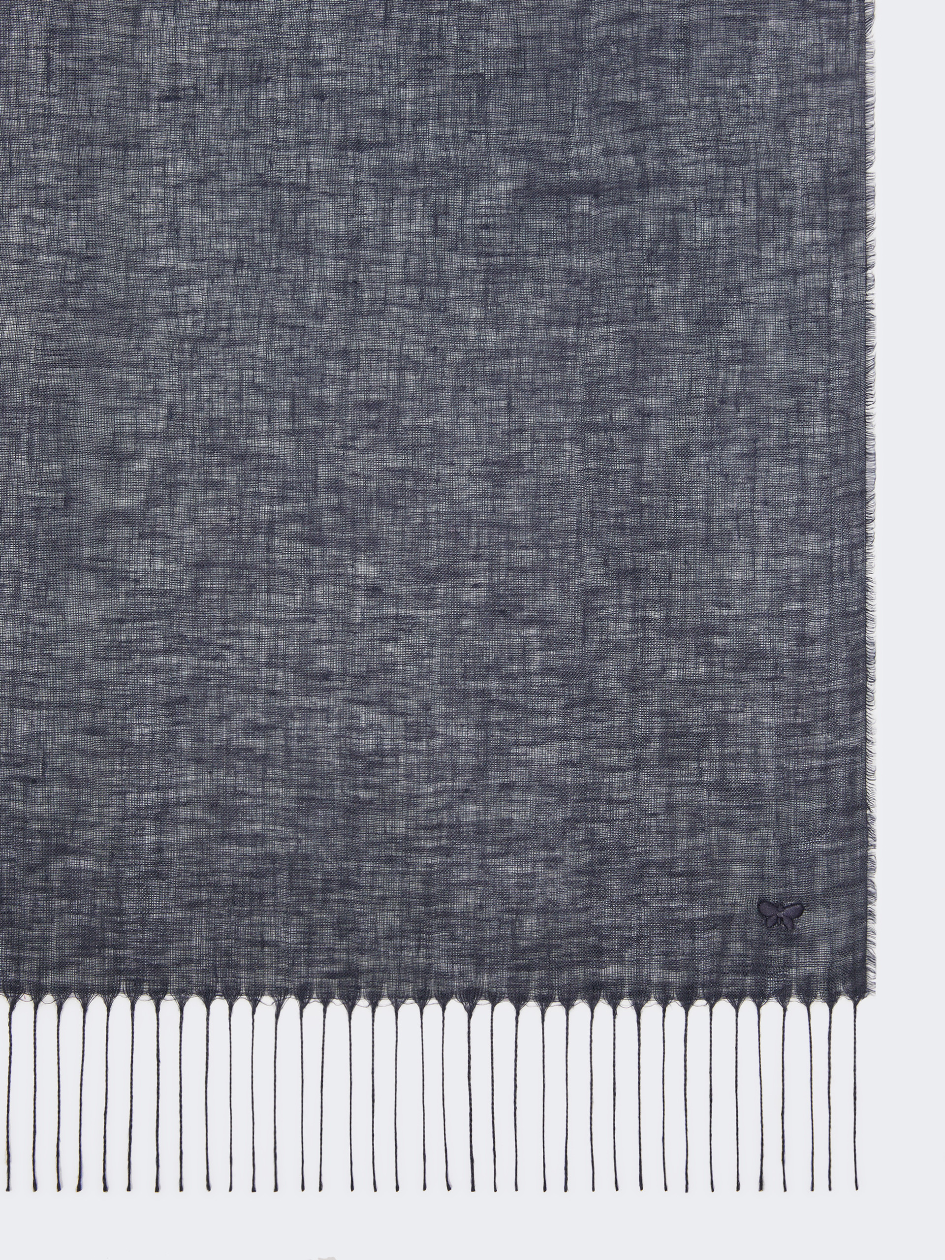 Linen stole with fringes - MIDNIGHTBLUE - Weekend Max Mara - 2