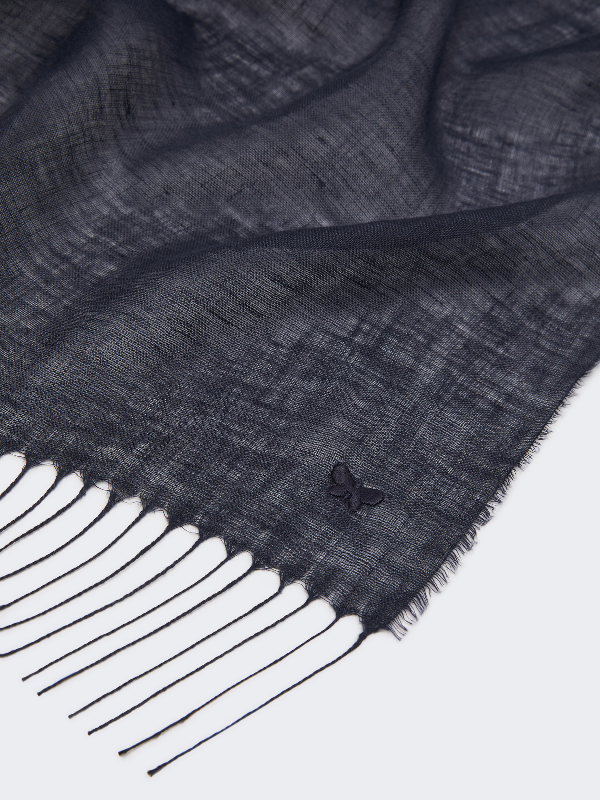 Linen stole with fringes - MIDNIGHTBLUE - Weekend Max Mara - 3