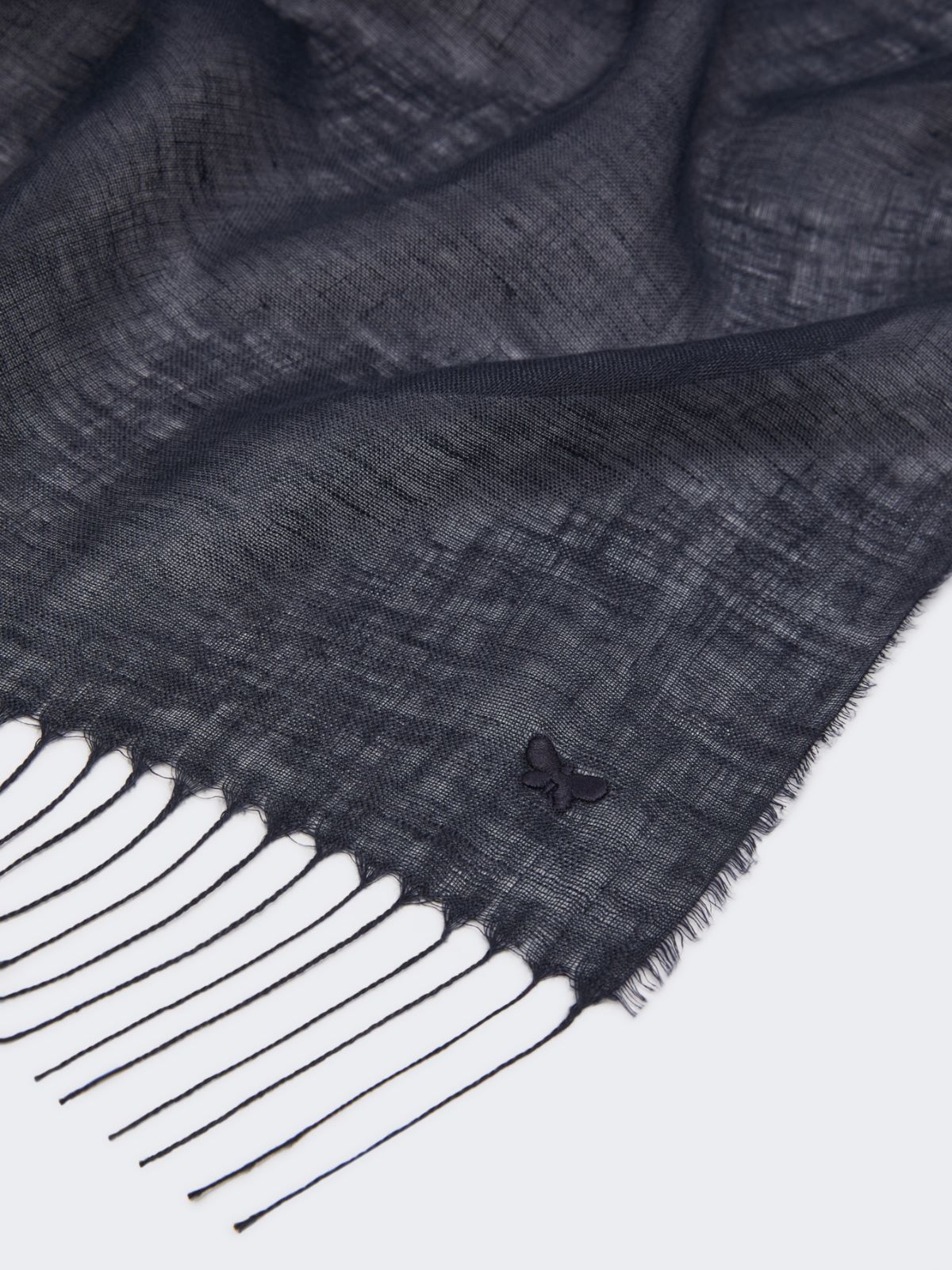 Linen stole with fringes - MIDNIGHTBLUE - Weekend - 3